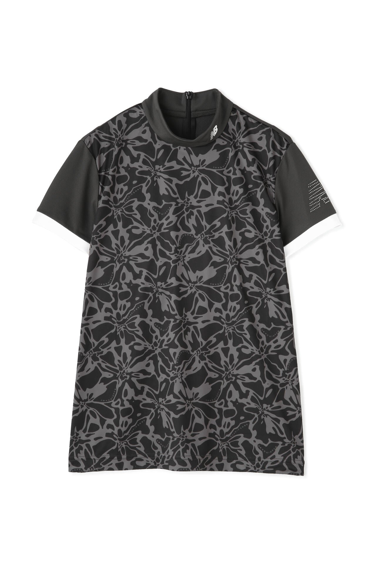 【直営店舗限定】ハイビスカス柄 半袖 モックネック プルオーバー (WOMENS)