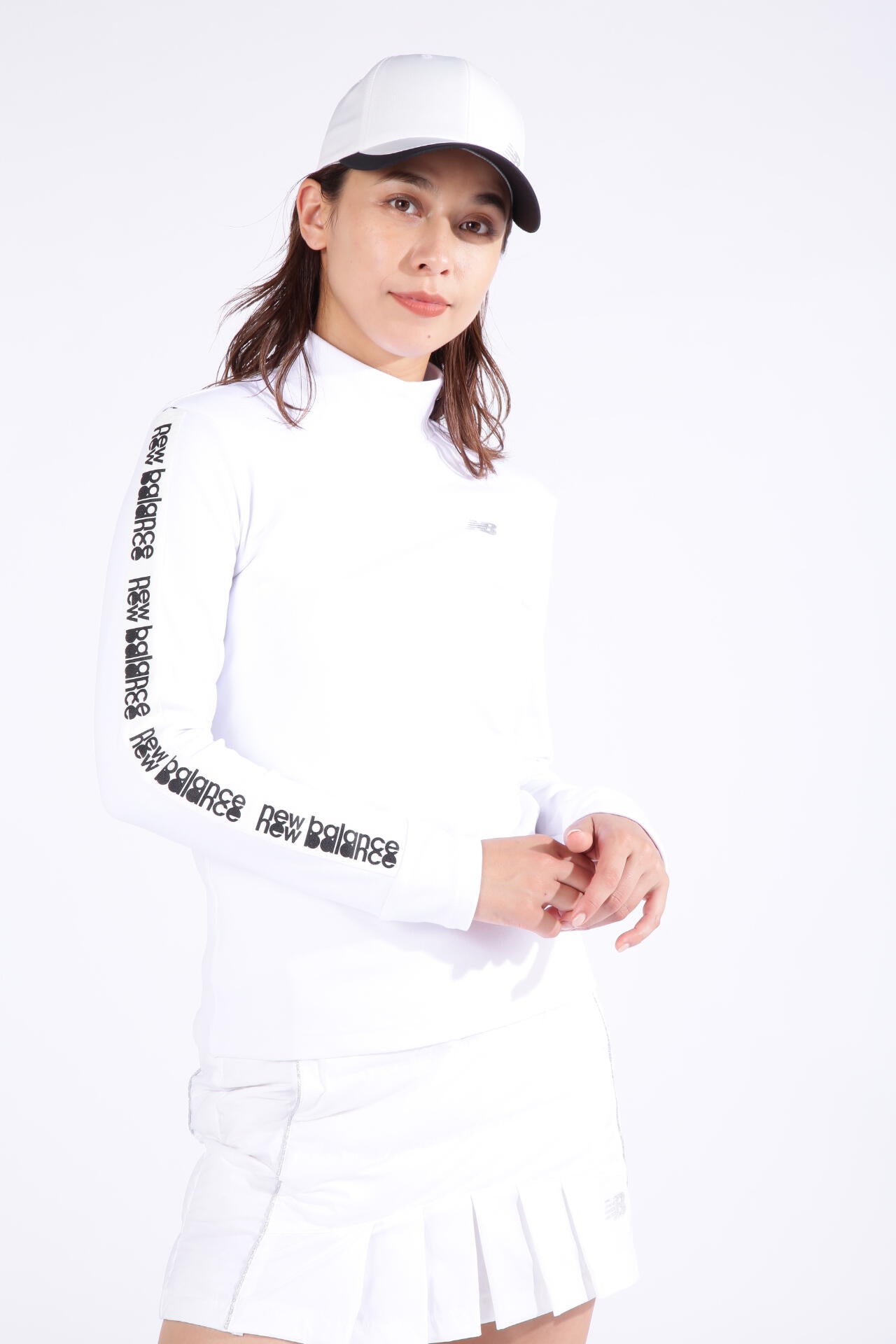 微塵ボーダーダブルフェイス 裏起毛 長袖 モックネック プルオーバー (WOMENS SPORT)