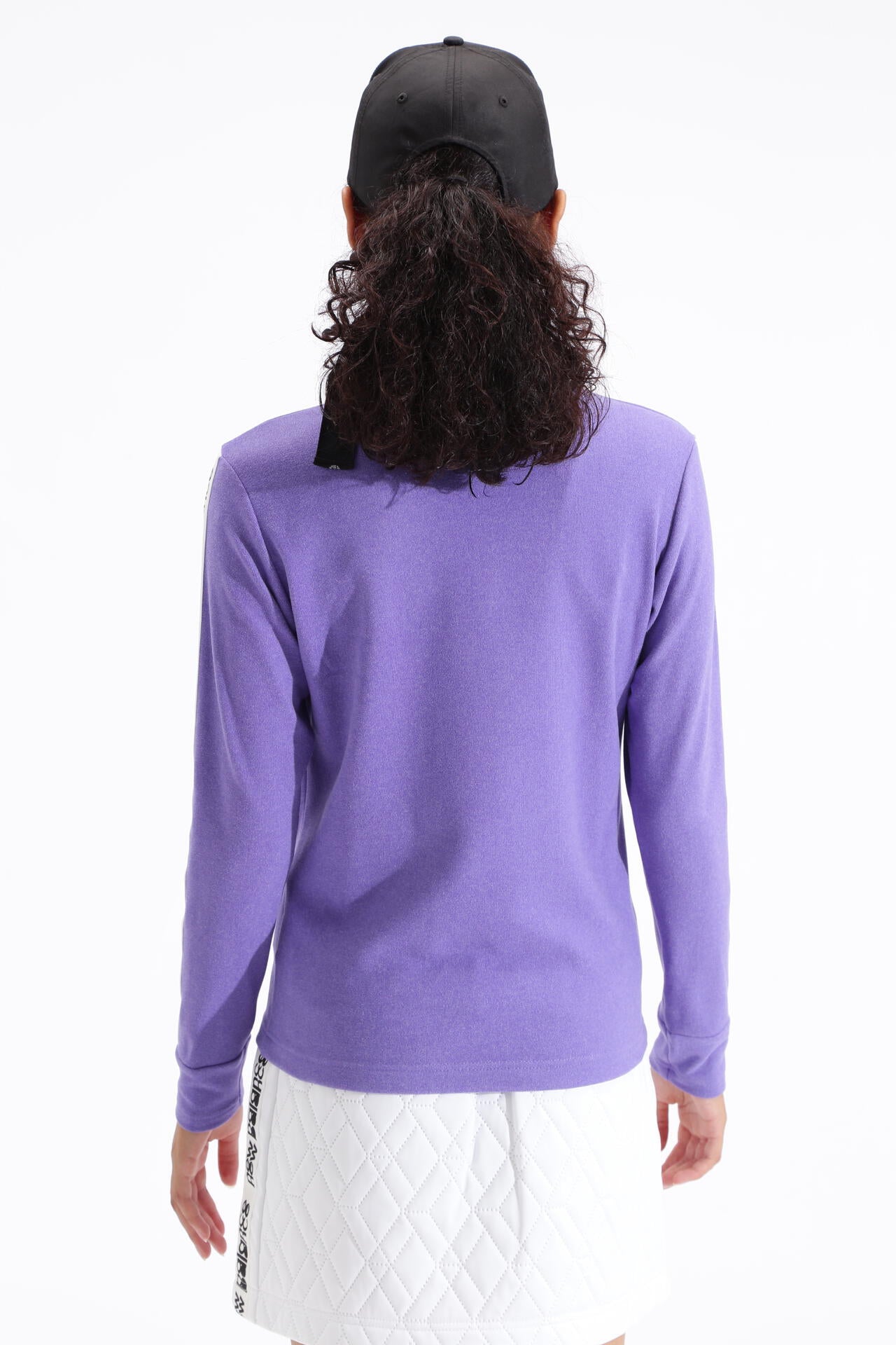 微塵ボーダーダブルフェイス 裏起毛 長袖 モックネック プルオーバー (WOMENS SPORT)