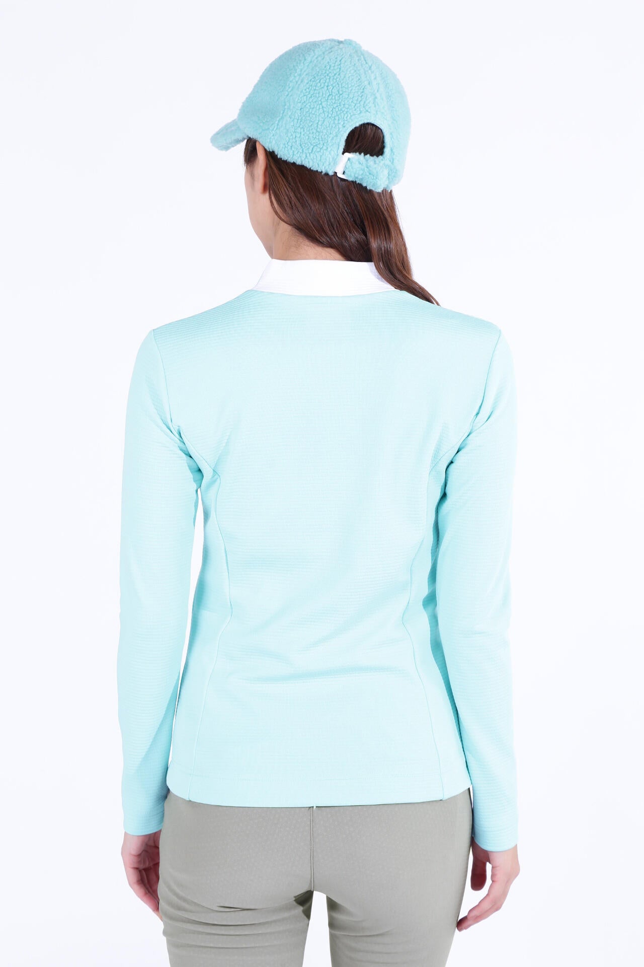 高伸縮 ボーダーキルト 長袖 モックネック プルオーバー (WOMENS WORLD)