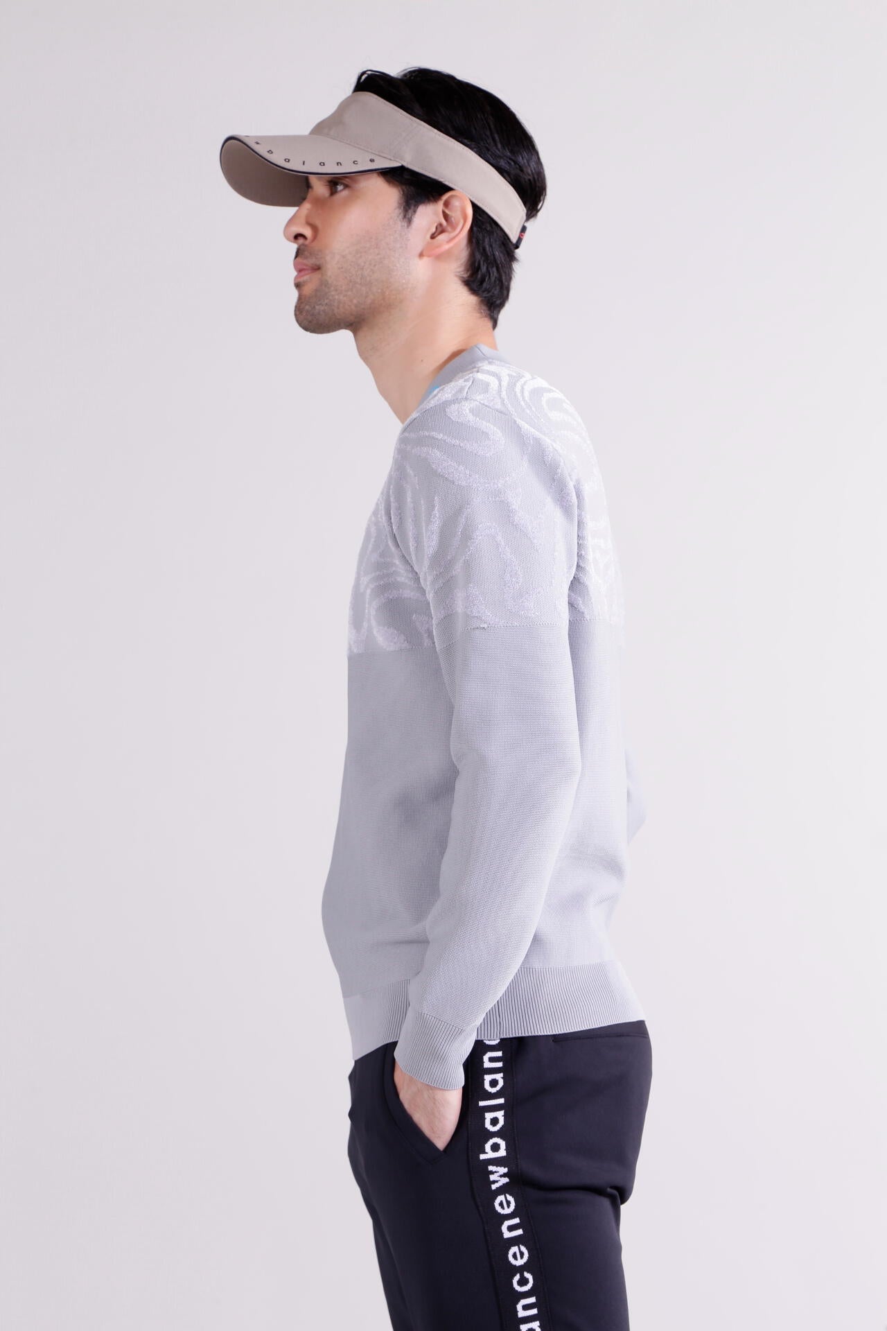 【直営店舗限定】マーブル柄×ガーター編み クルーネック ニット プルオーバー (MENS)