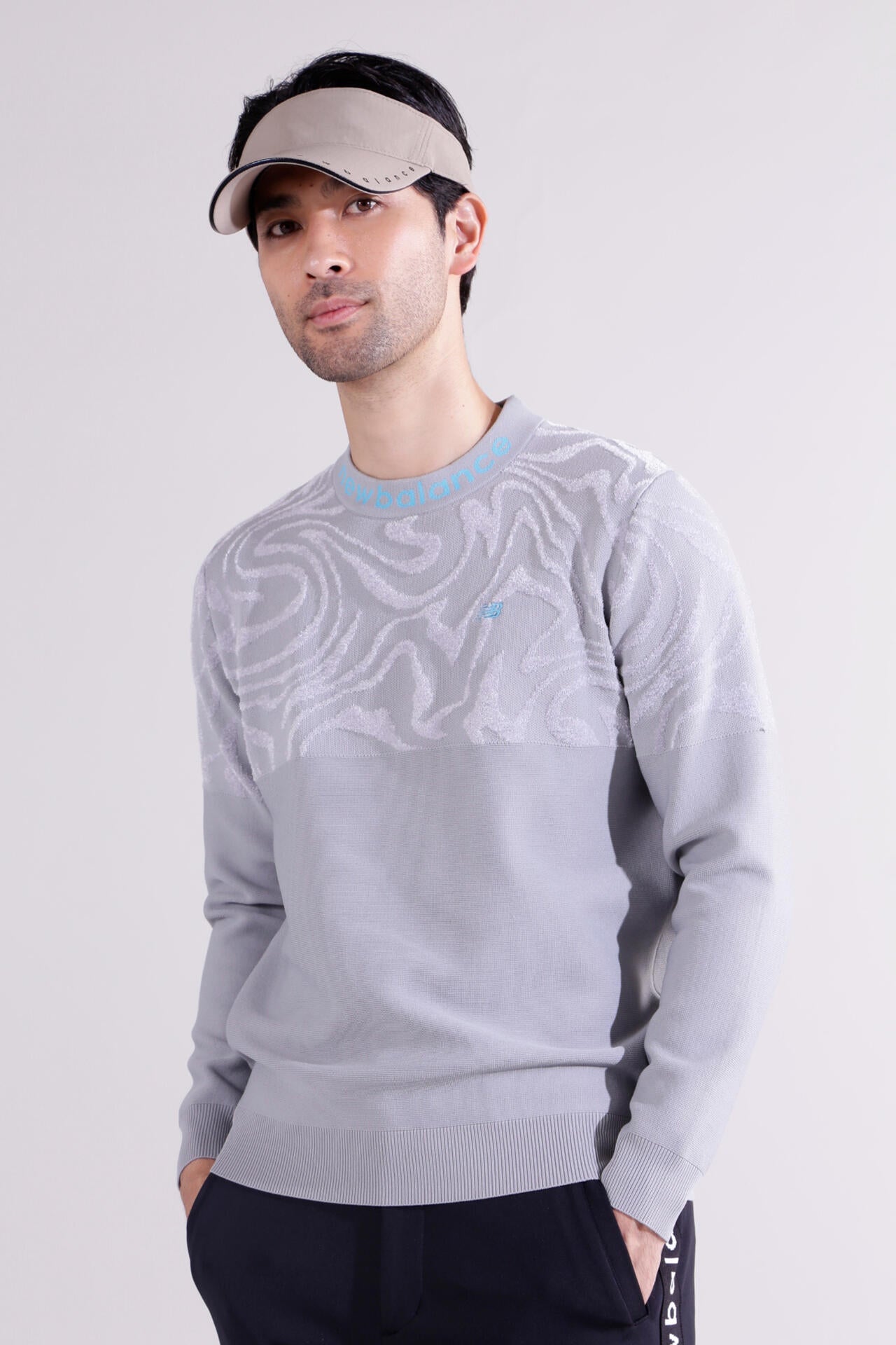 【直営店舗限定】マーブル柄×ガーター編み クルーネック ニット プルオーバー (MENS)