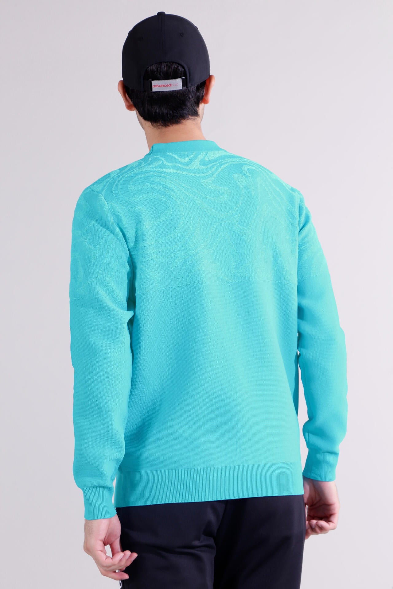 【直営店舗限定】マーブル柄×ガーター編み クルーネック ニット プルオーバー (MENS)