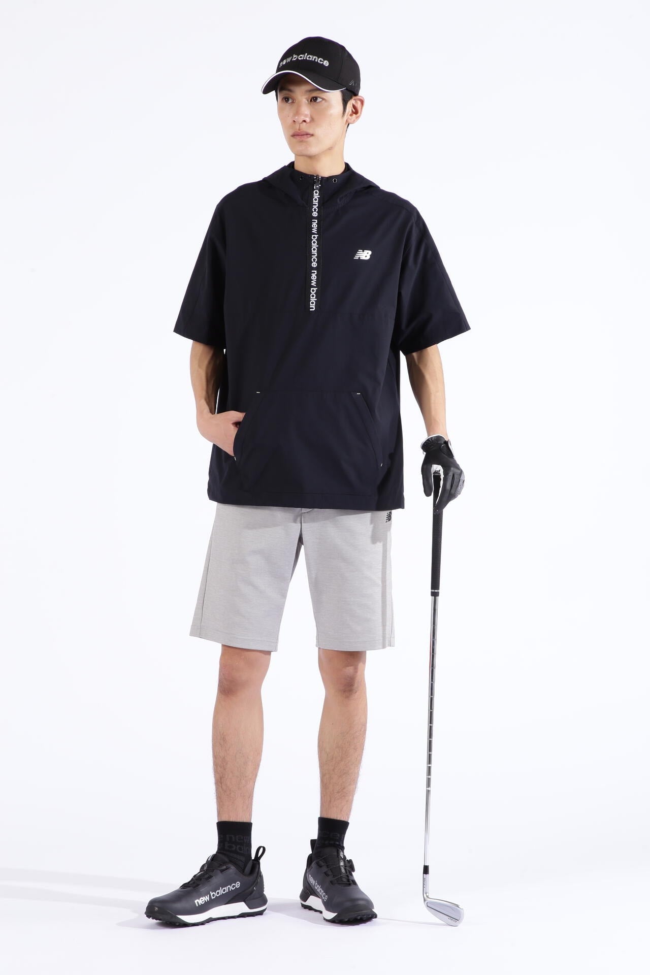 ストレッチ 撥水 ハーフジップ プルオーバー フーディー (MENS SPORT)
