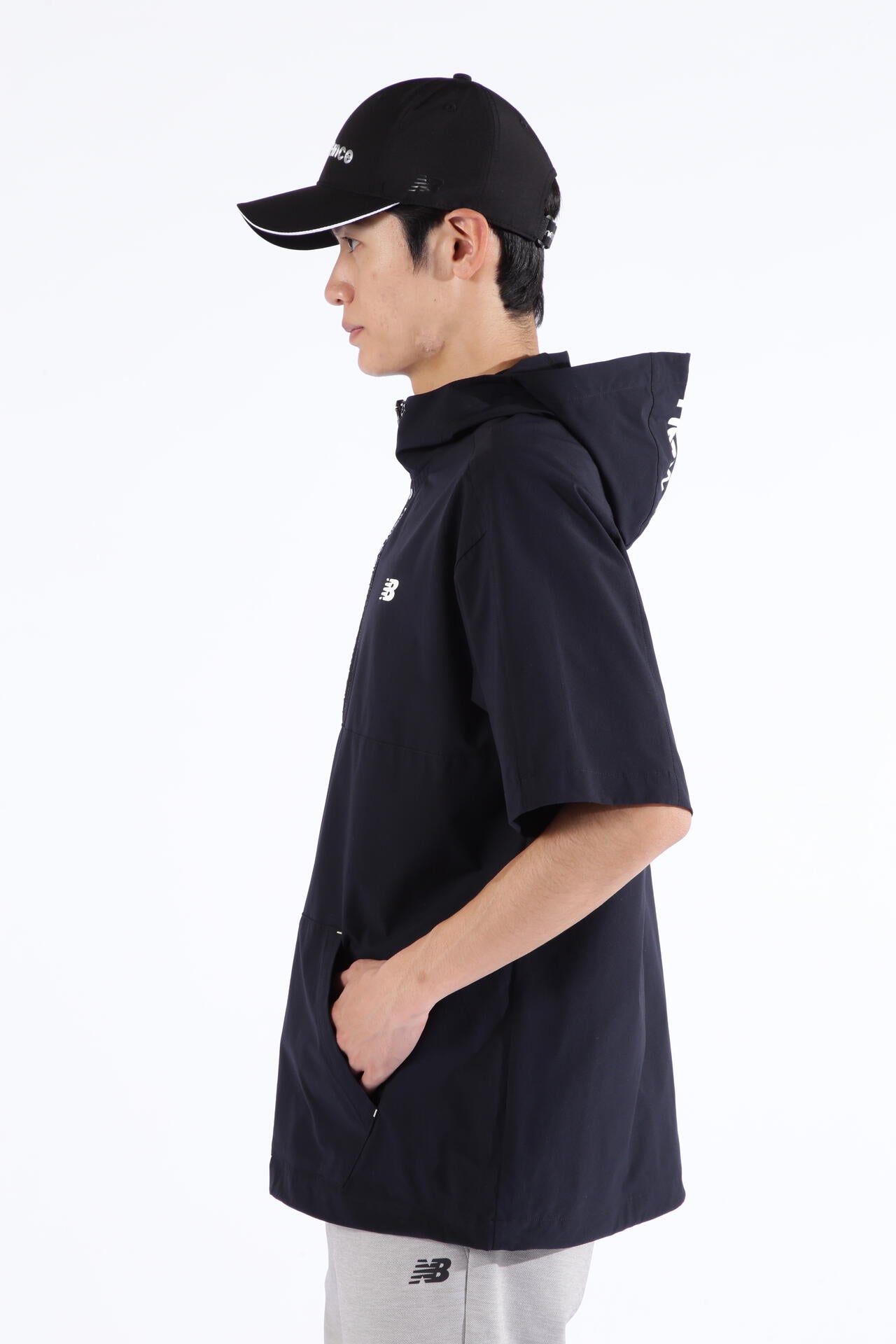 ストレッチ 撥水 ハーフジップ プルオーバー フーディー (MENS SPORT)