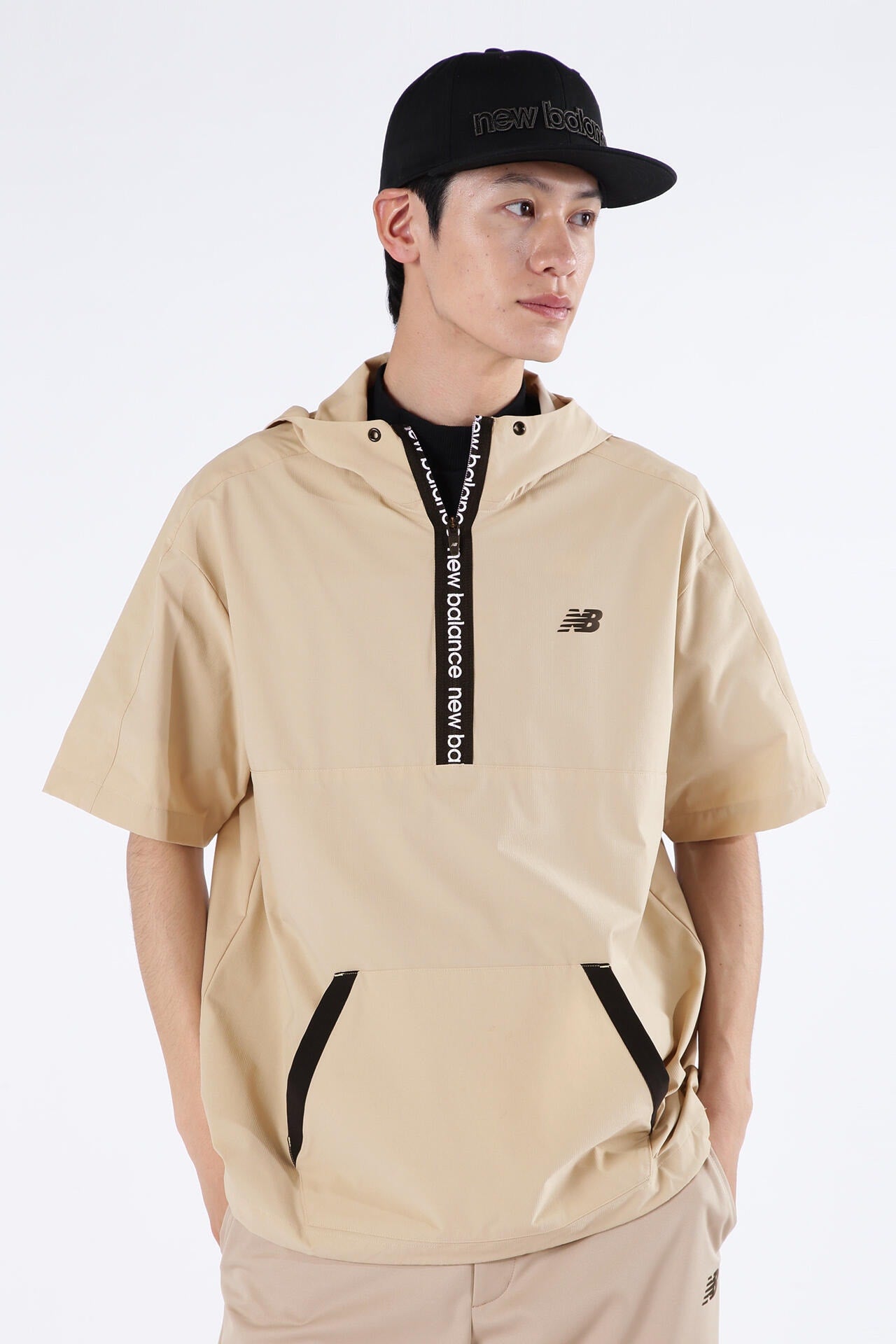 ストレッチ 撥水 ハーフジップ プルオーバー フーディー (MENS SPORT)