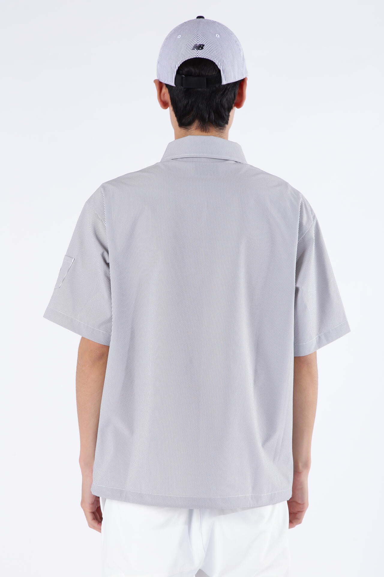 【直営店舗限定】ストライプ ハーフスリーブ シャツアウター (MENS)