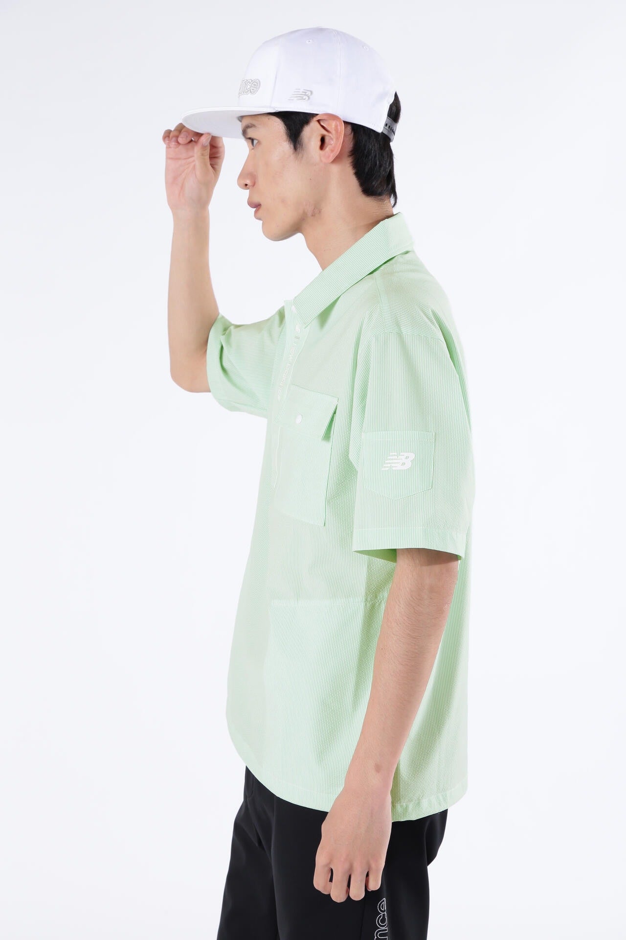 【直営店舗限定】ストライプ ハーフスリーブ シャツアウター (MENS)