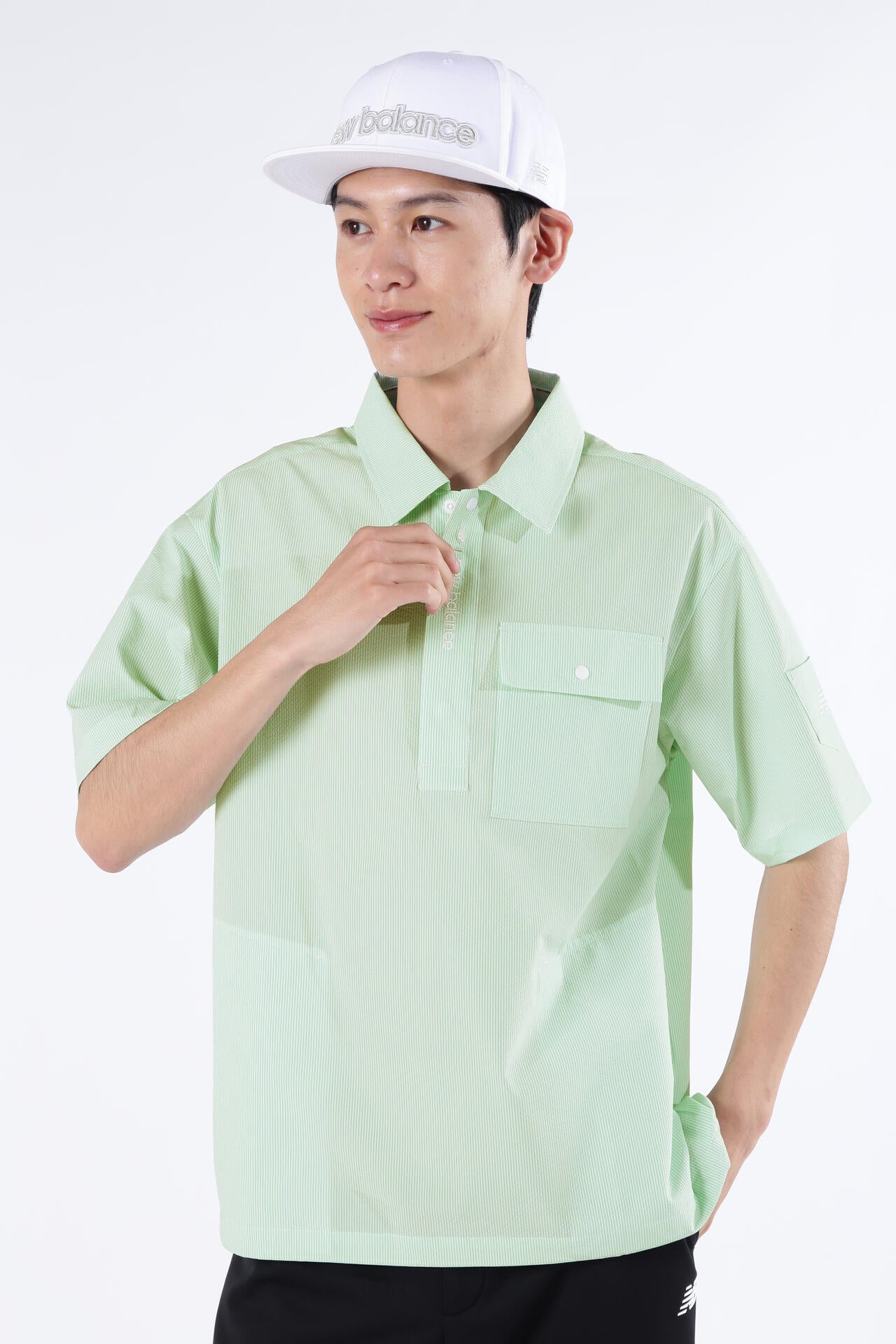 【直営店舗限定】ストライプ ハーフスリーブ シャツアウター (MENS)