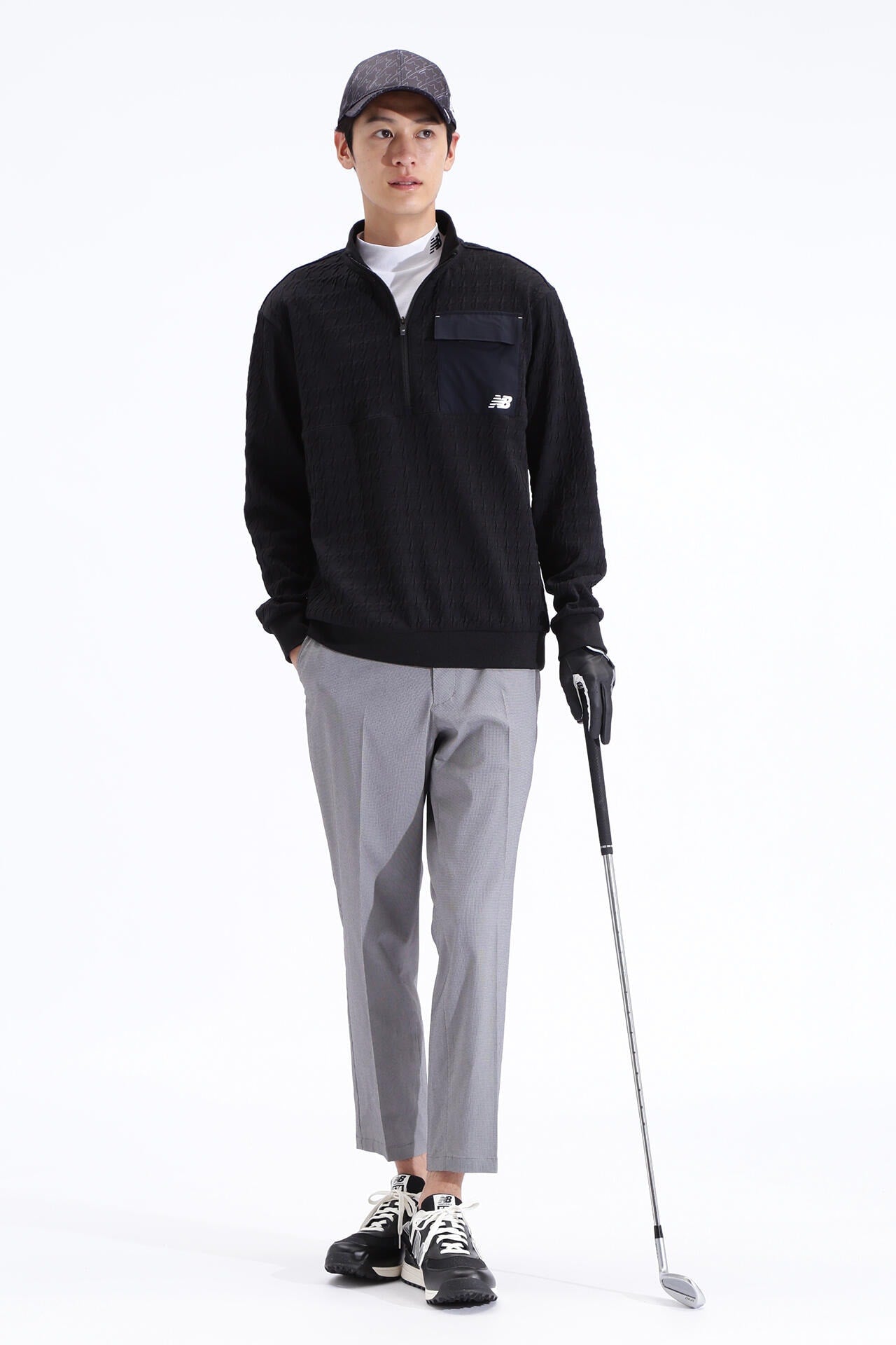 千鳥格子 スウェット ハーフジップ プルオーバー (MENS SPORT)