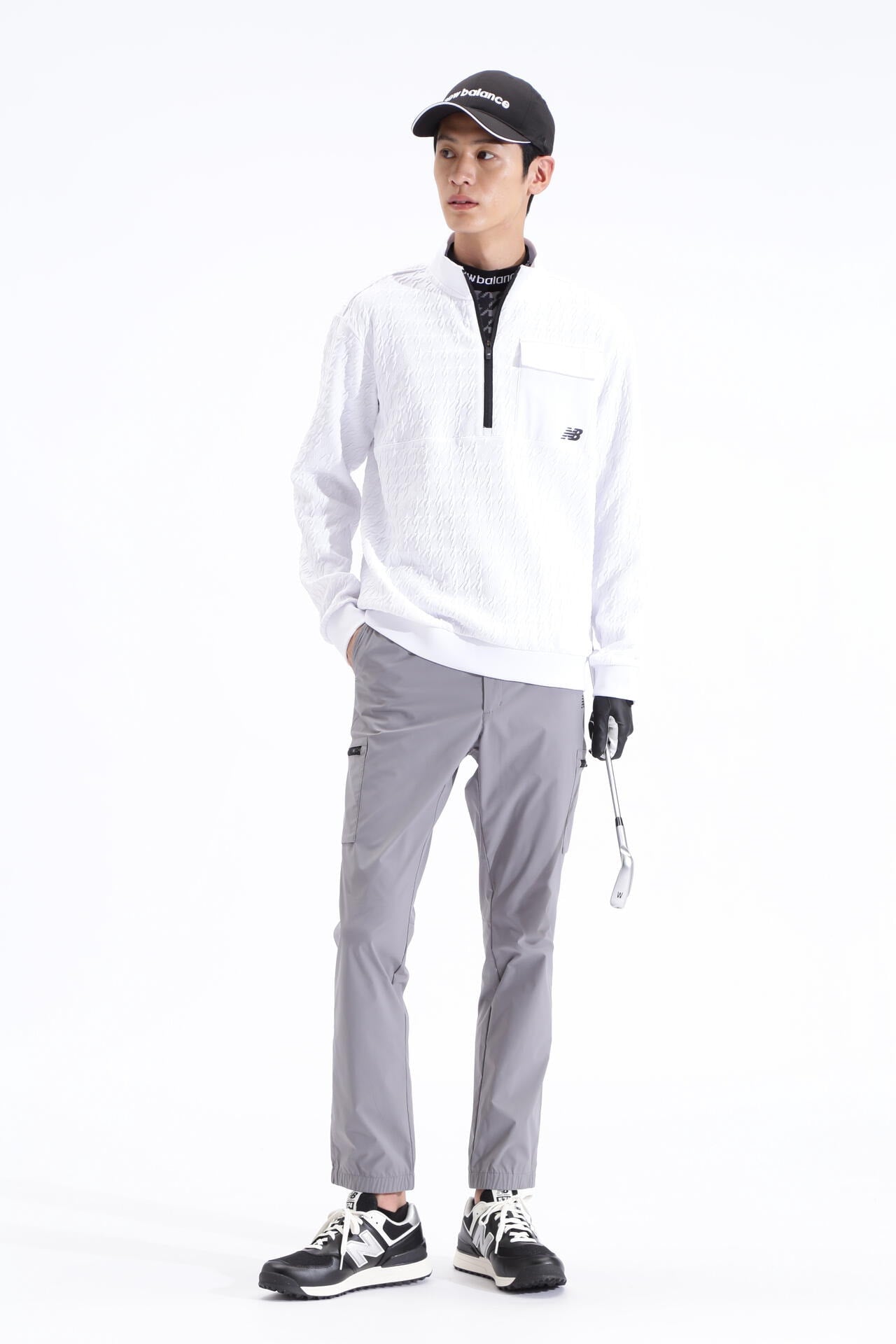 千鳥格子柄 UV 半袖 モックネック プルオーバー (MENS SPORT)