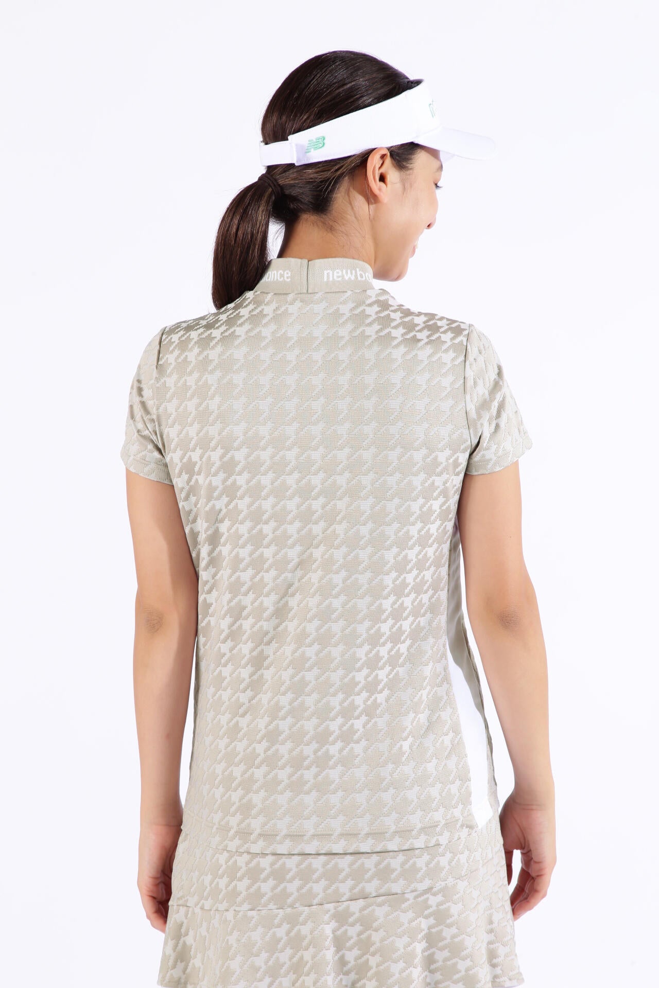 千鳥格子 半袖 モックネック プルオーバー (WOMENS SPORT)