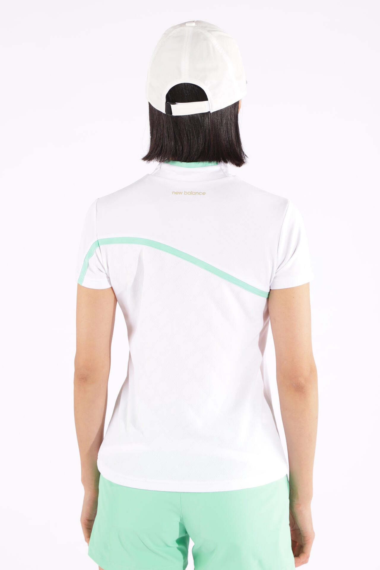 Nオプティカルチェック柄 半袖 モックネック プルオーバー (WOMENS WORLD)