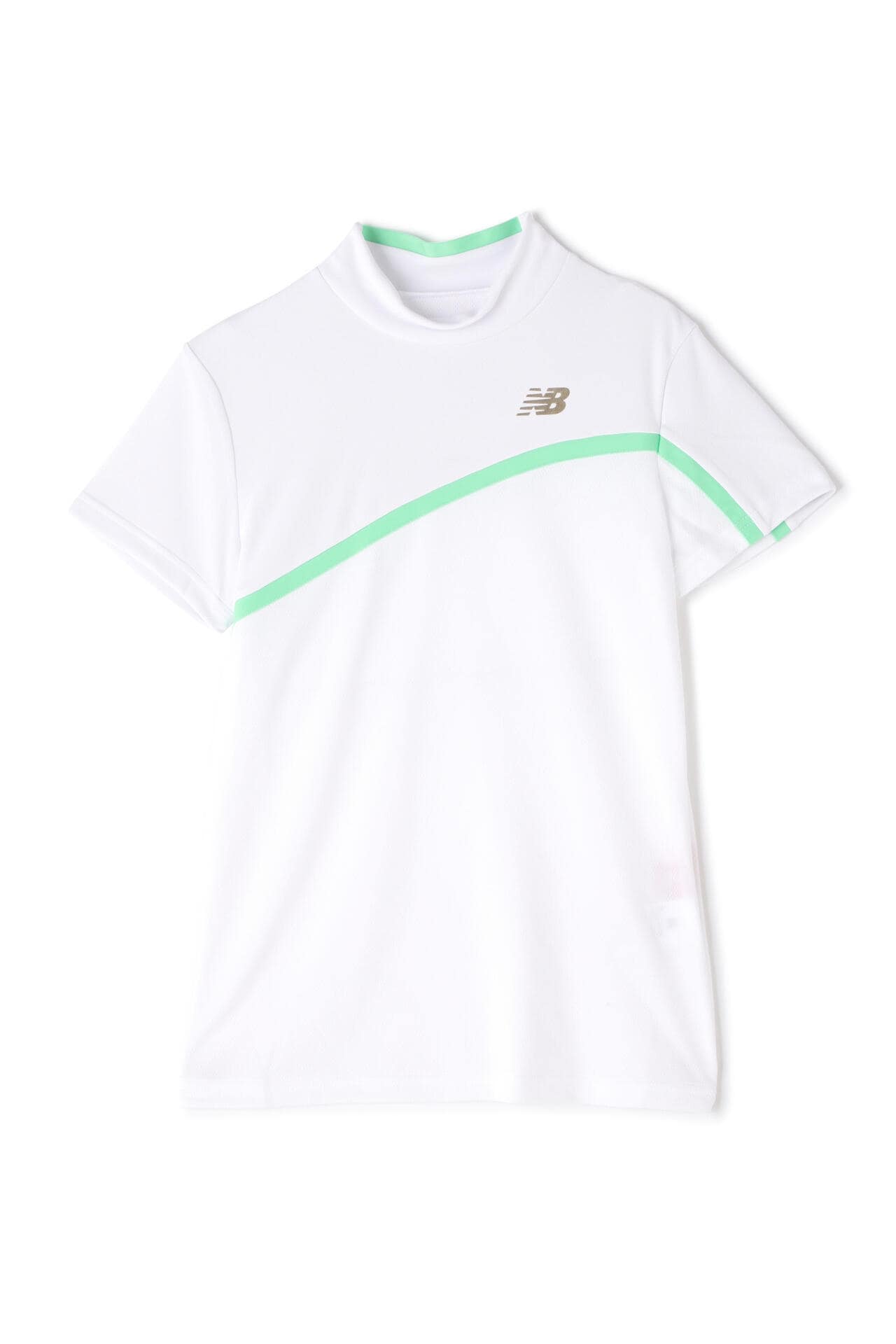 Nオプティカルチェック柄 半袖 モックネック プルオーバー (WOMENS WORLD)