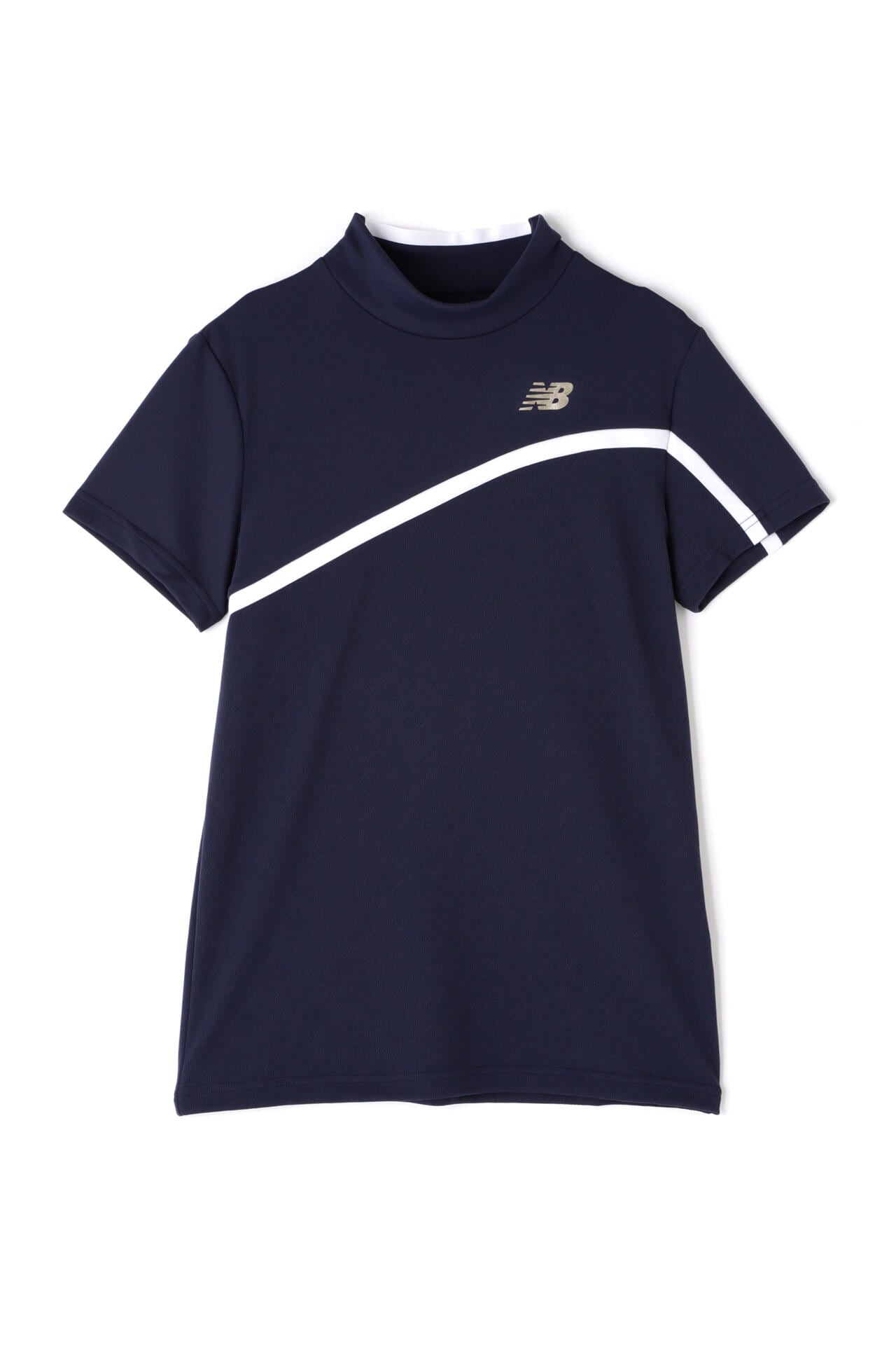 Nオプティカルチェック柄 半袖 モックネック プルオーバー (WOMENS WORLD)