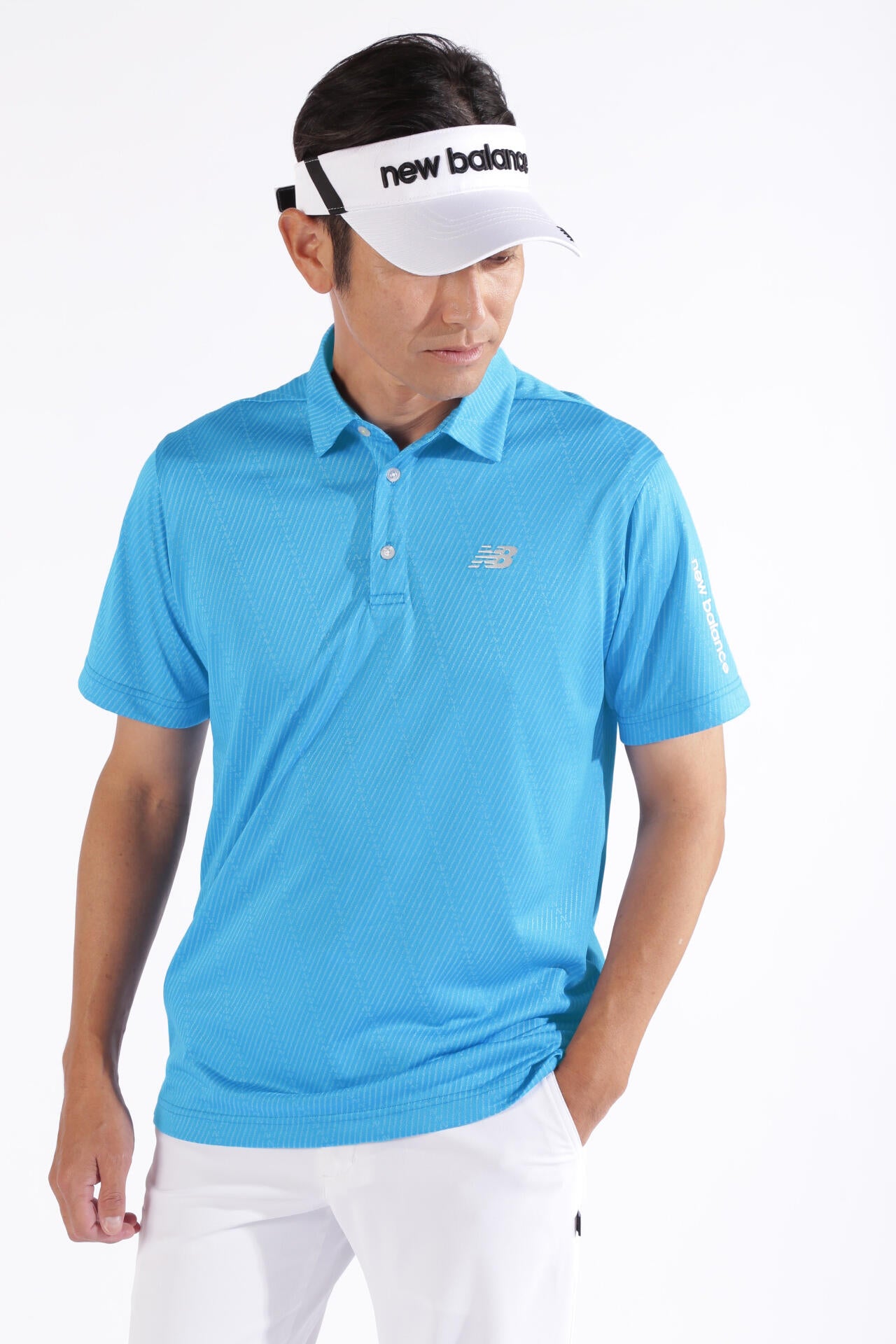 Nヘリンボーン柄 半袖 カラーシャツ (MENS WORLD)