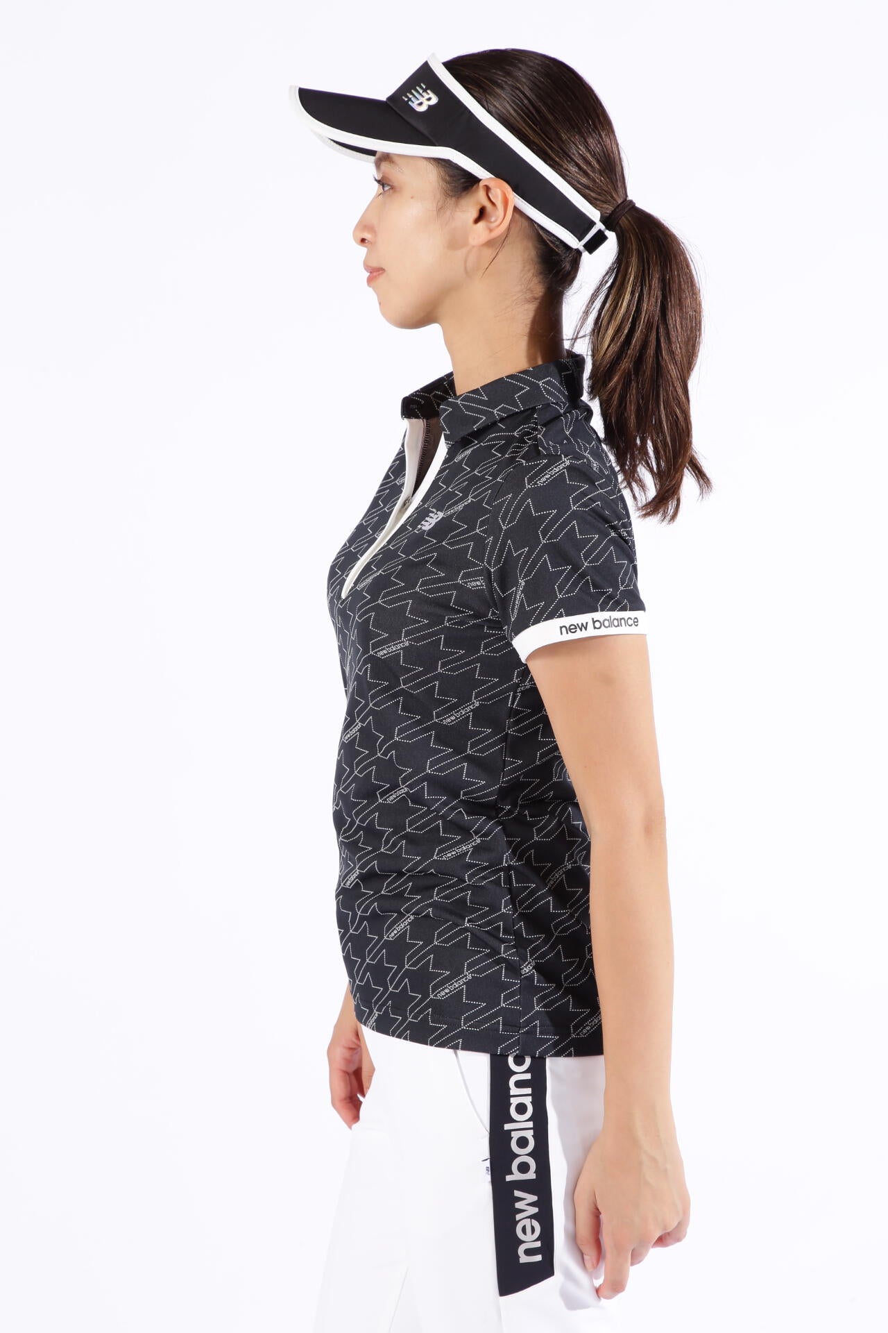 ドット千鳥格子柄 半袖 カラーシャツ (WOMENS SPORT)