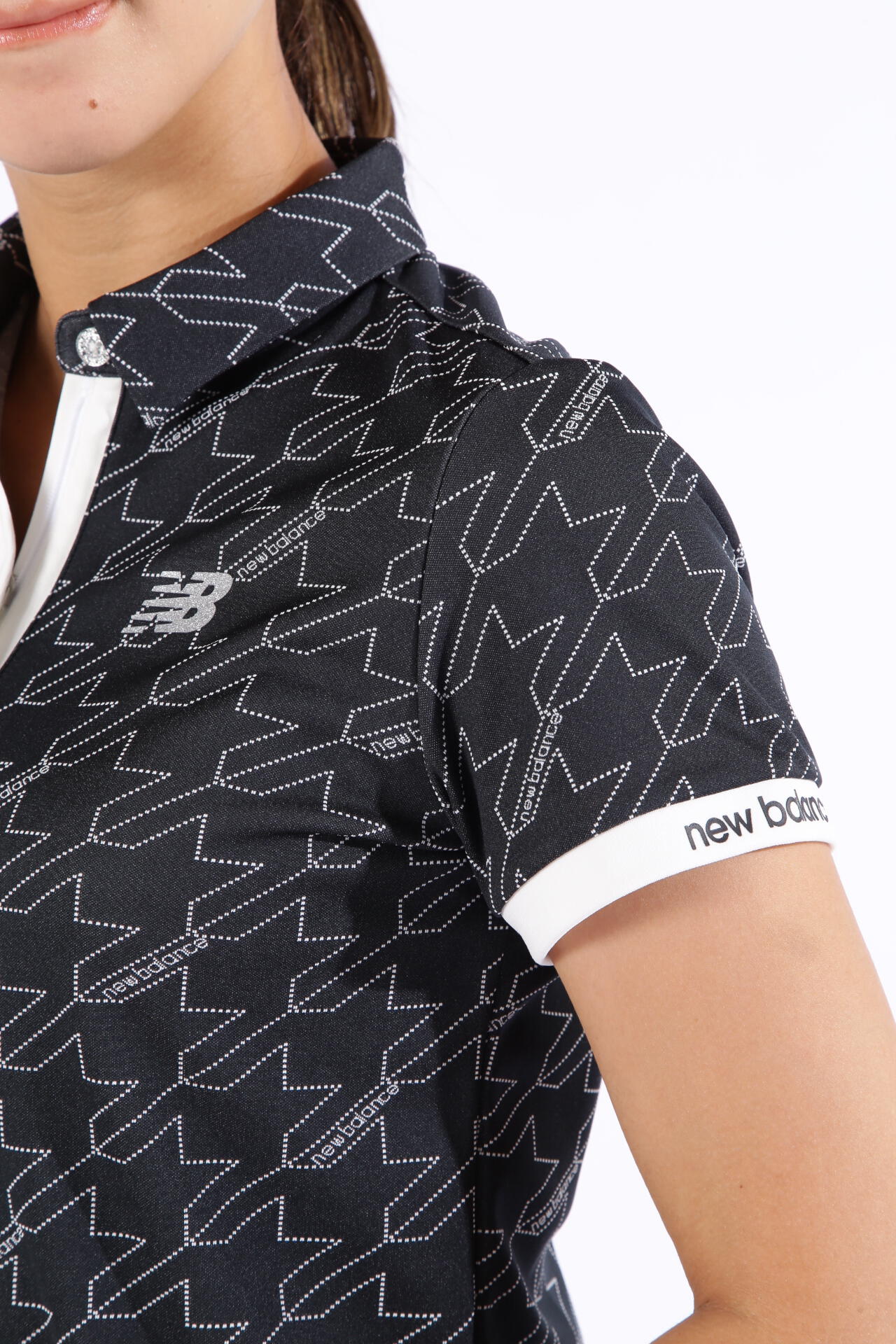 ドット千鳥格子柄 半袖 カラーシャツ (WOMENS SPORT)