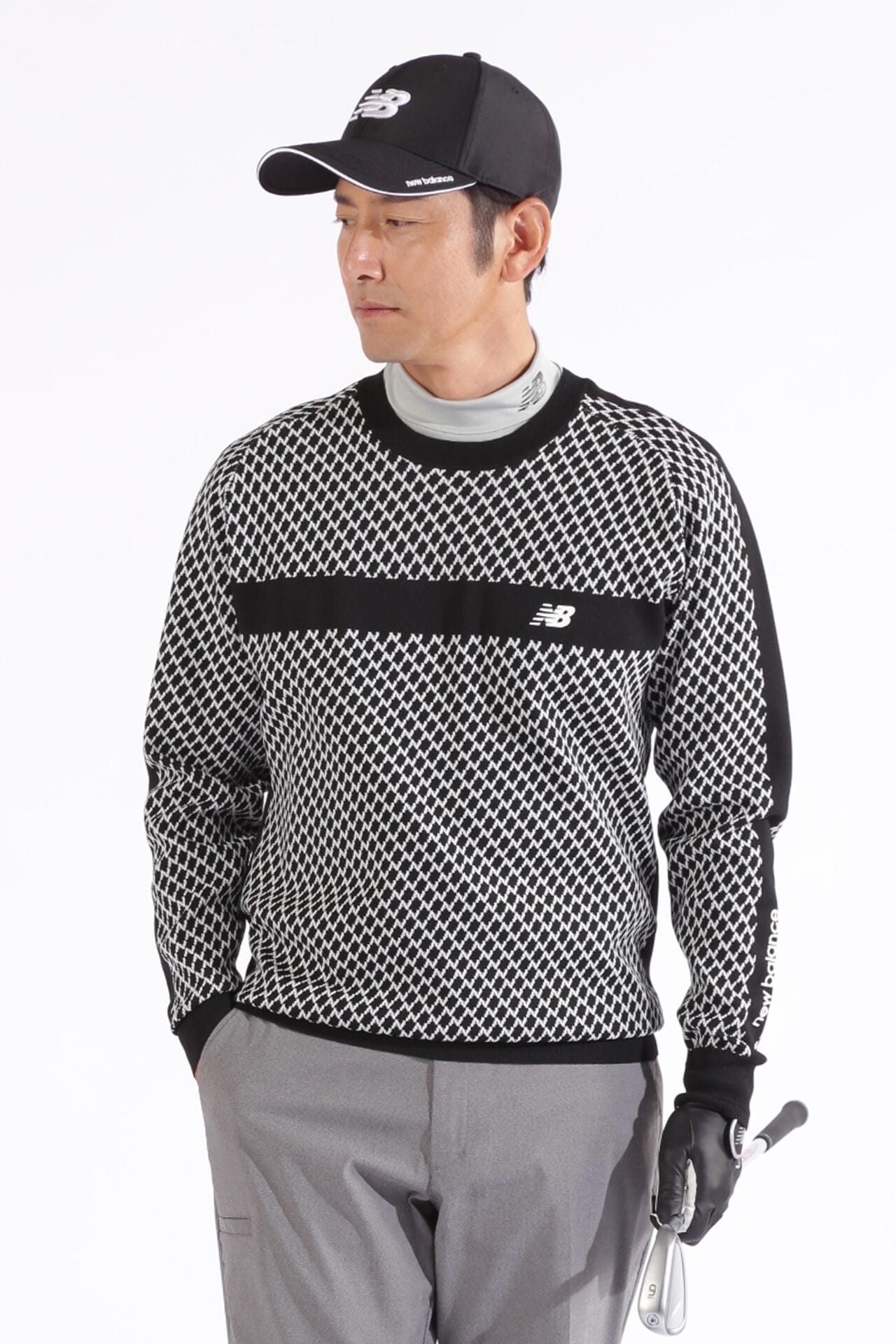 Nチェック柄 クルーネック ニット プルオーバー (MENS WORLD)