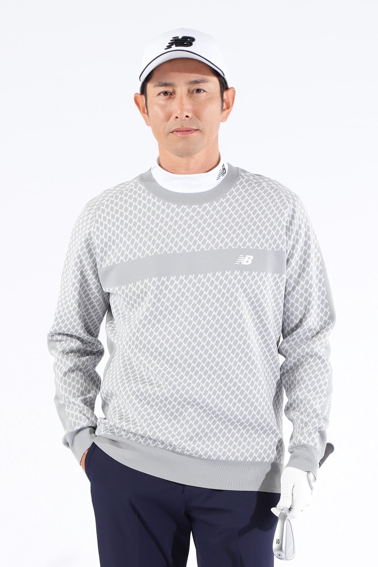 Nチェック柄 クルーネック ニット プルオーバー (MENS WORLD)