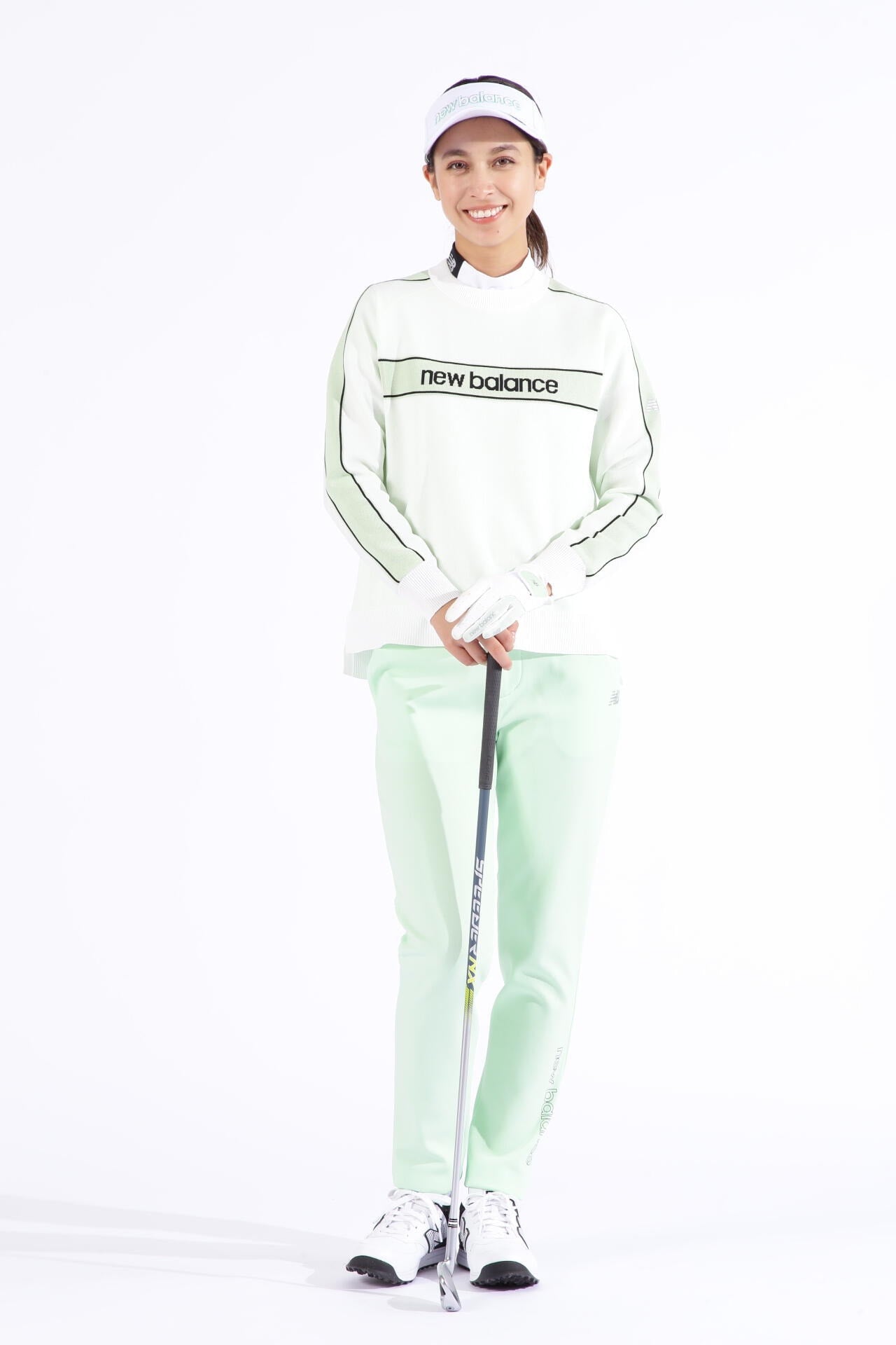 ロゴ×ドット千鳥格子柄 クルーネック ニット プルオーバー (WOMENS SPORT)