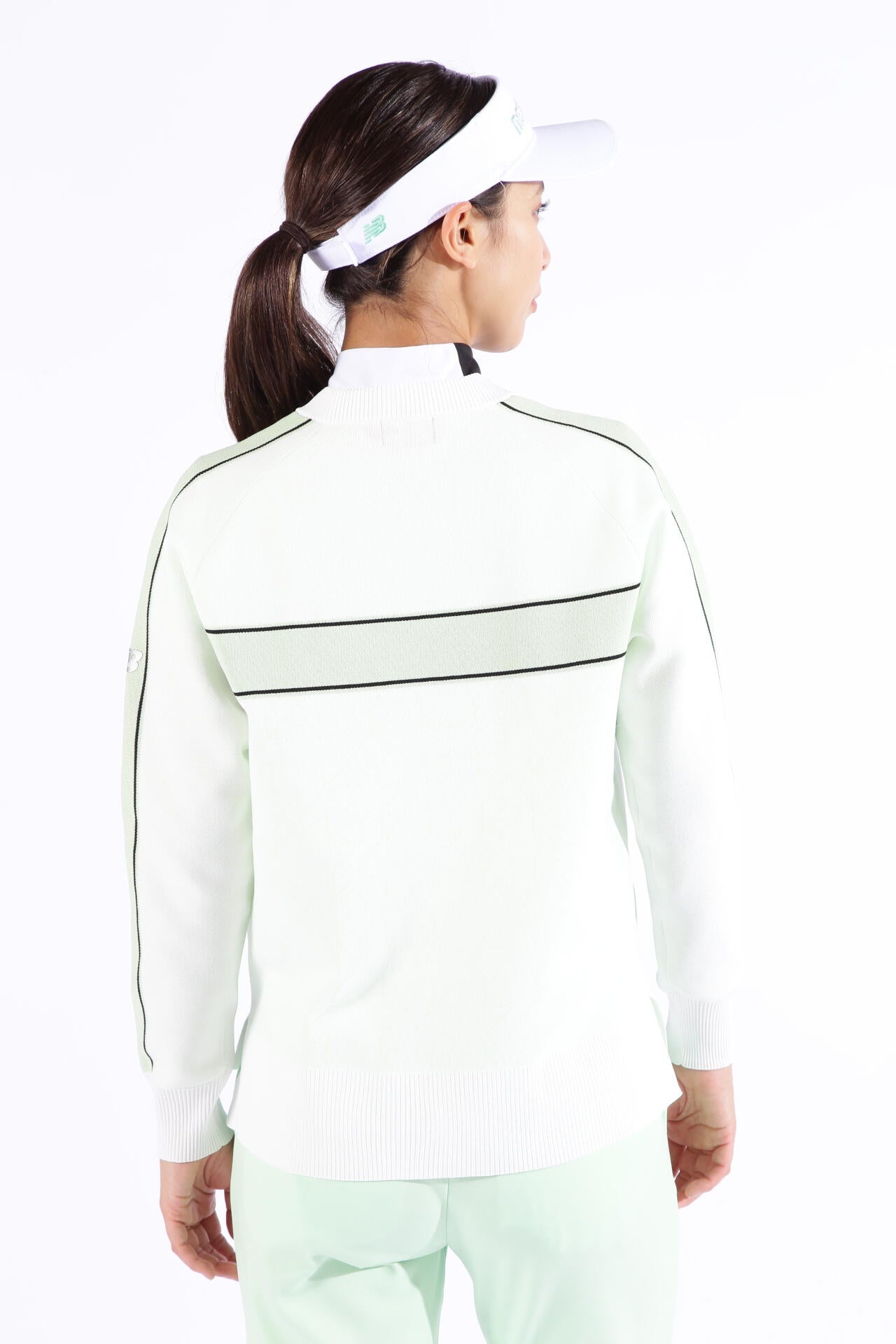 ロゴ×ドット千鳥格子柄 クルーネック ニット プルオーバー (WOMENS SPORT)