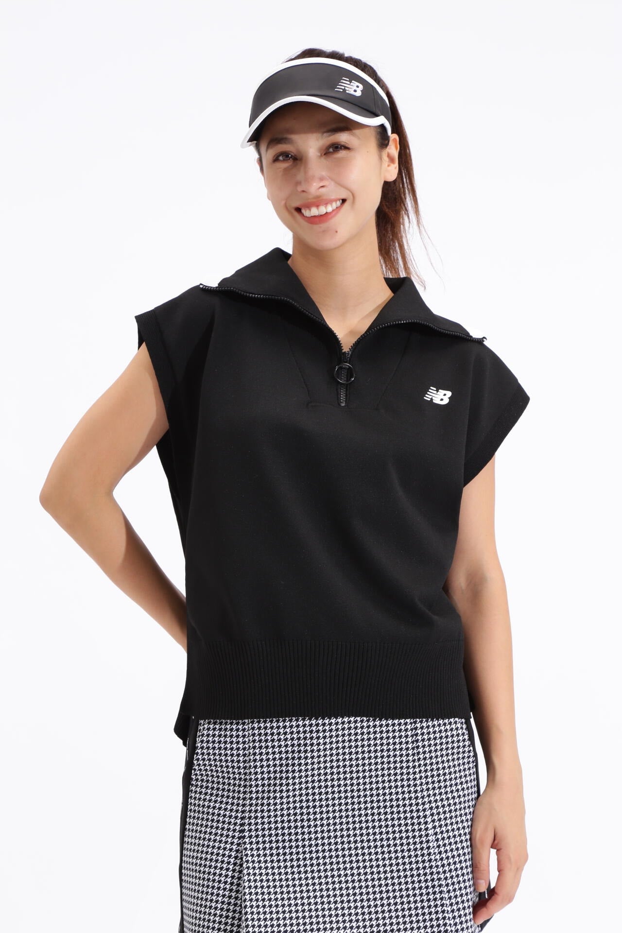 ハーフジップ スリーブレス ニット プルオーバー (WOMENS SPORT)