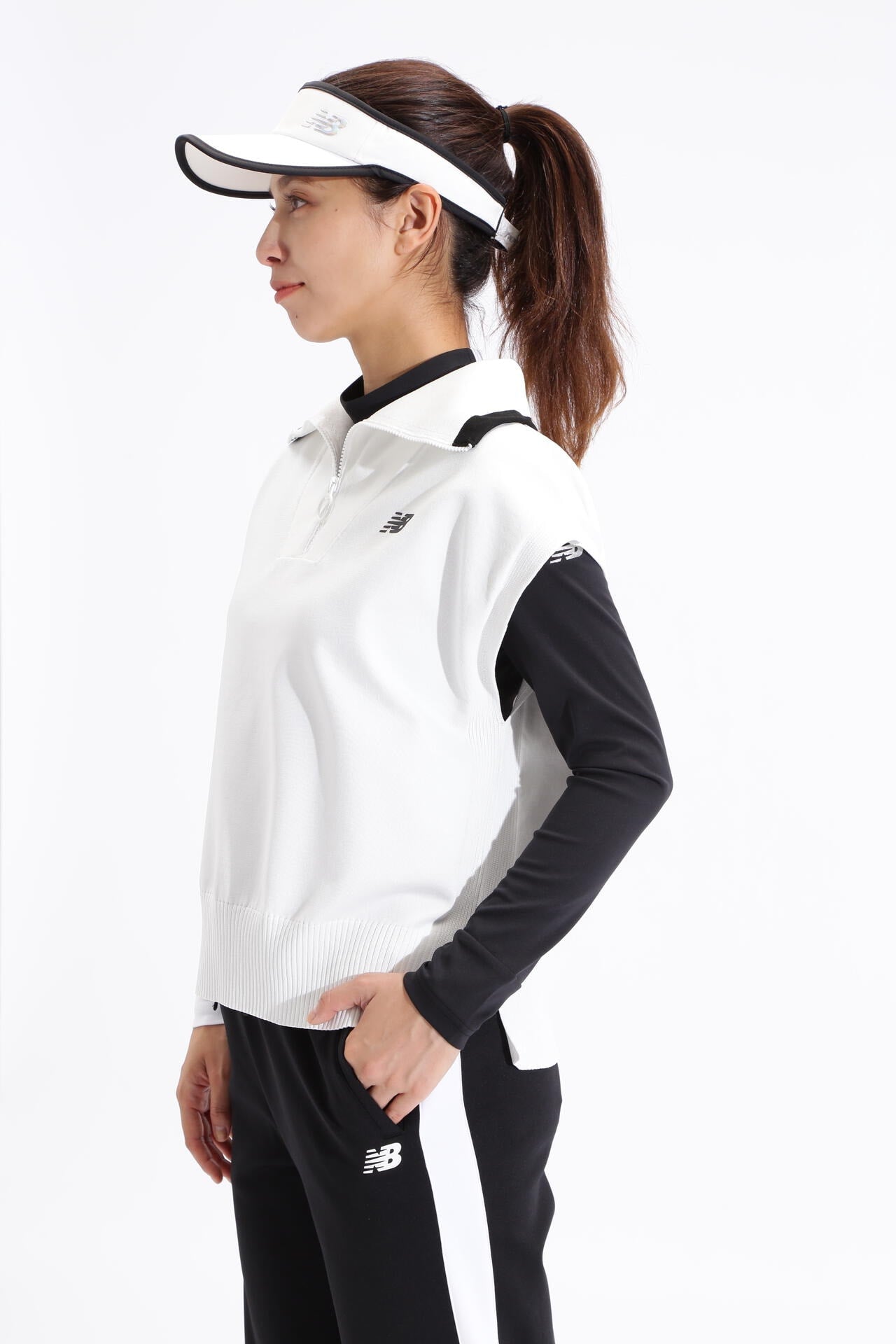 ハーフジップ スリーブレス ニット プルオーバー (WOMENS SPORT)