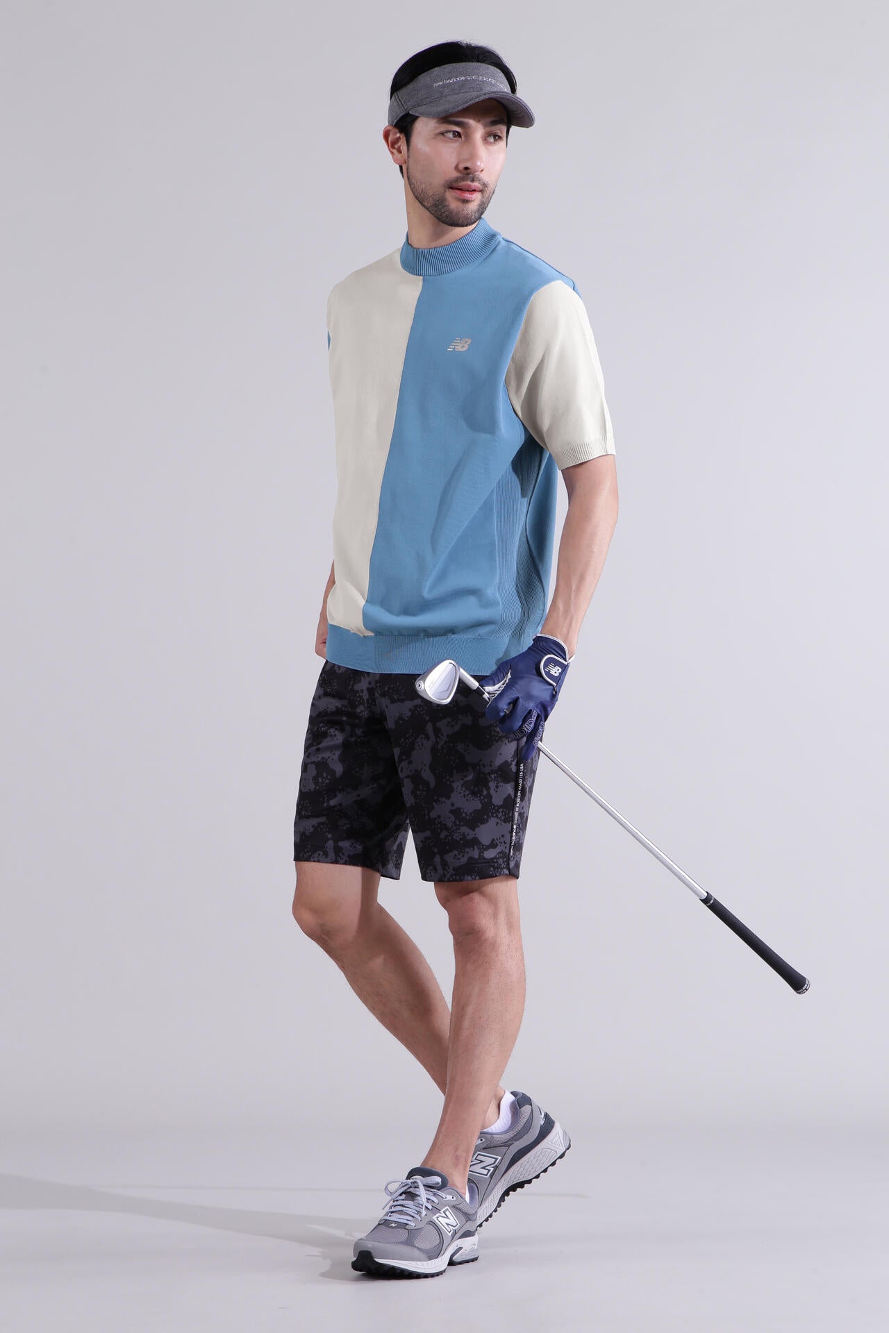 【直営店舗限定】半袖 モックネック ニット プルオーバー (MENS)