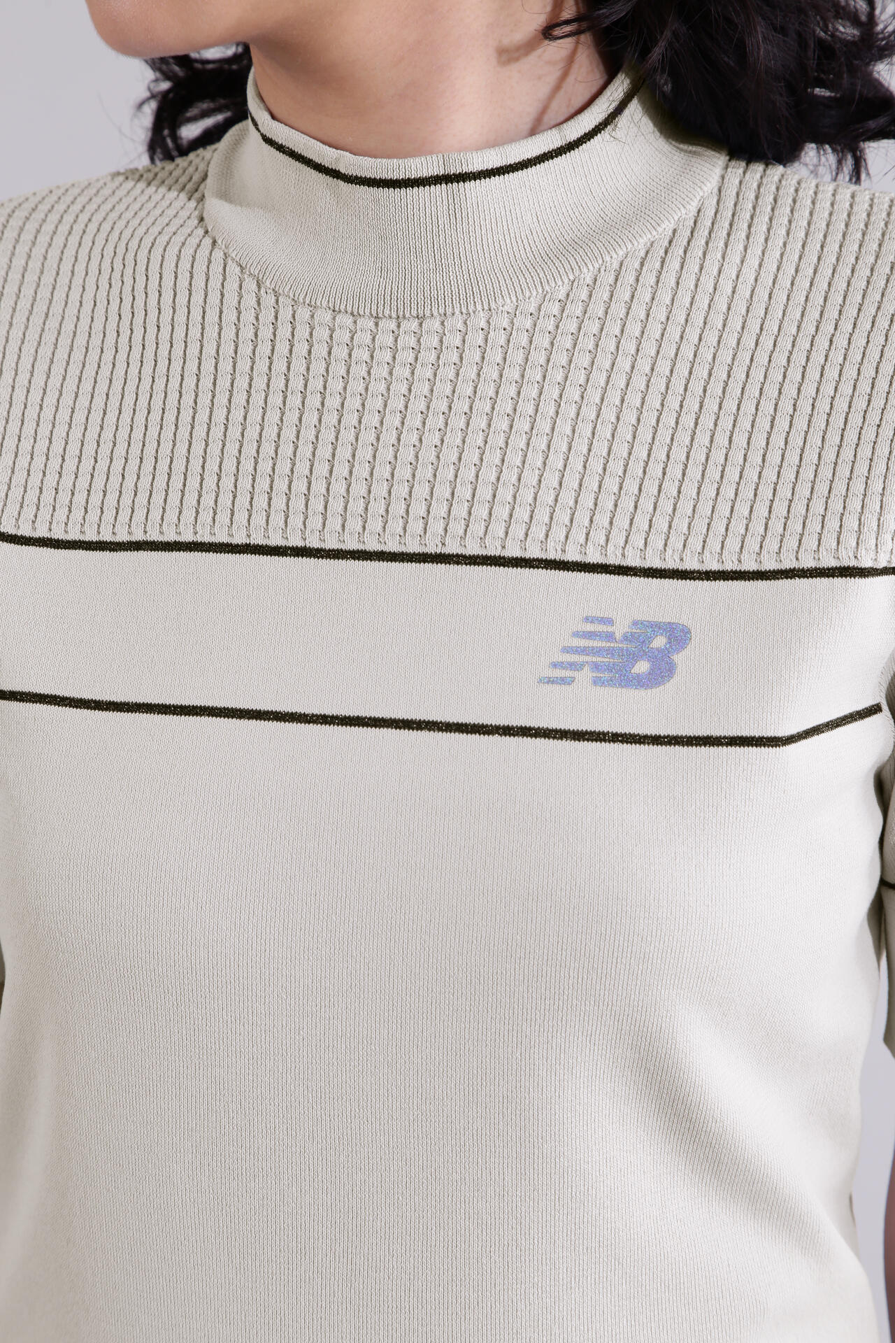 【直営店舗限定】ハーフスリーブ モックネック ニット プルオーバー (WOMENS)
