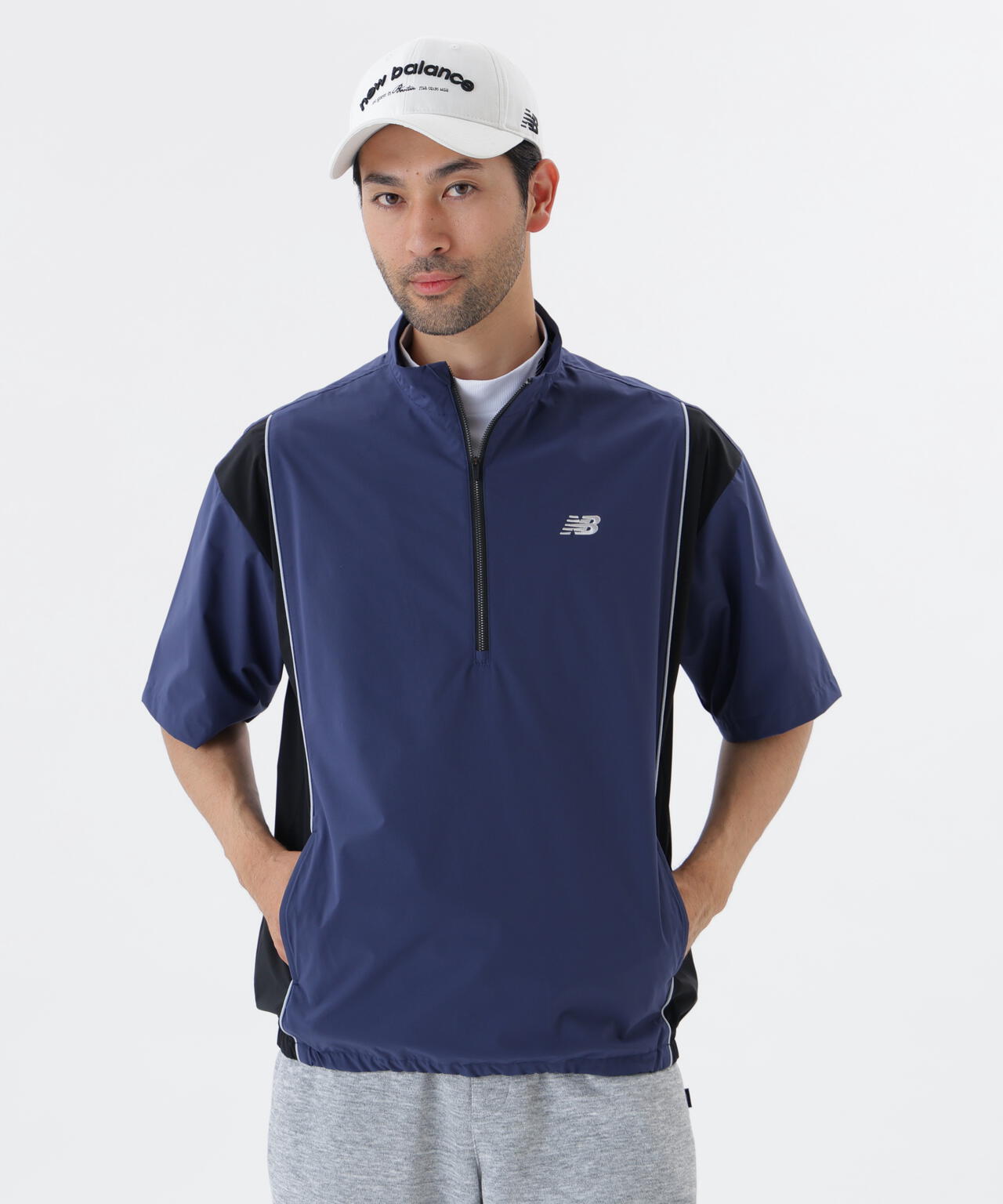 ストレッチ 撥水 ハーフスリーブ スタンドジップ ブルゾン (MENS)