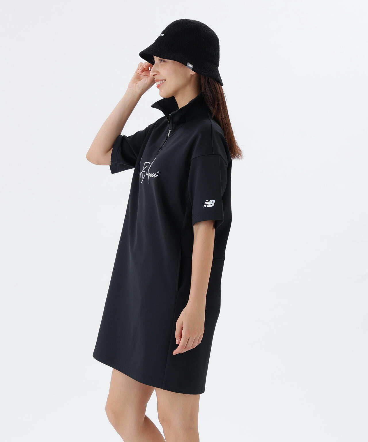 保形性 ストレッチ スウェット ハーフジップ ワンピース (WOMENS)