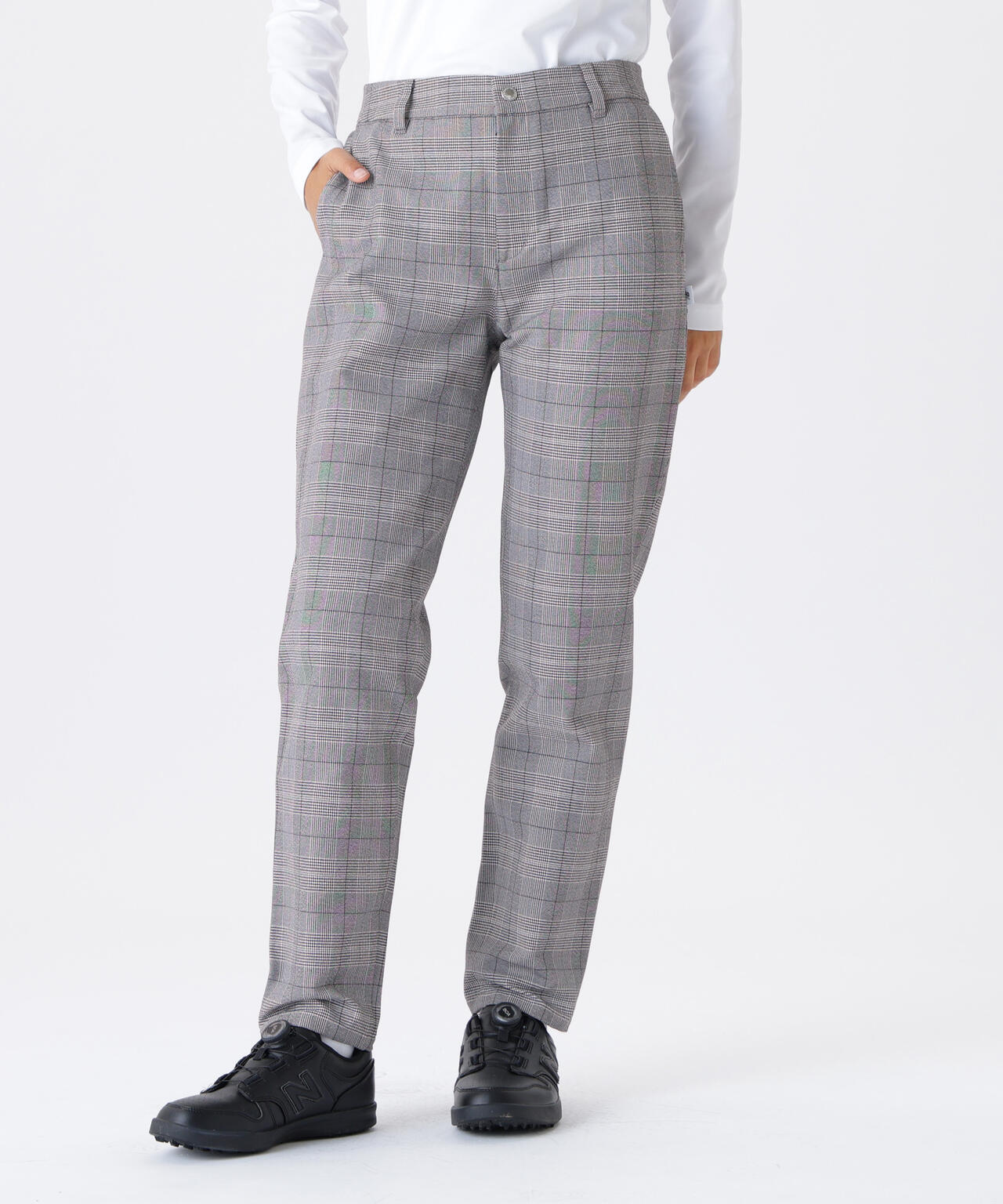 グレンチェック柄 テーパード ロングパンツ (WOMENS)