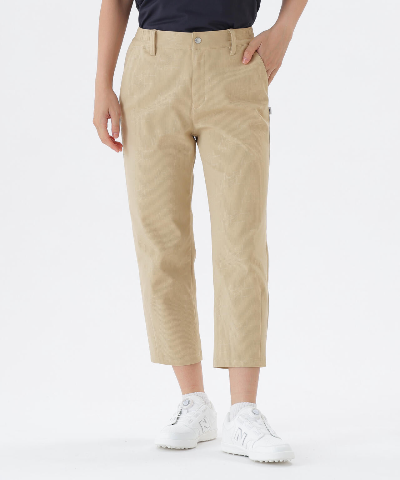 モノグラムロゴ柄 ジャージー テーパード クロップドパンツ (WOMENS)