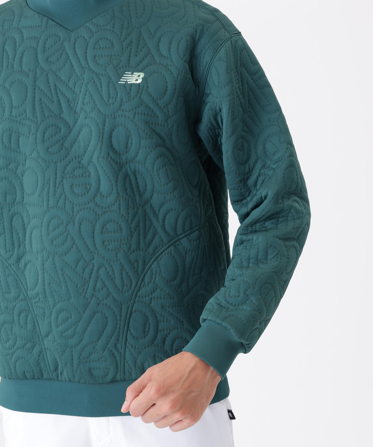 フローティングロゴキルト テクスチャー クルーネック プルオーバー (MENS)