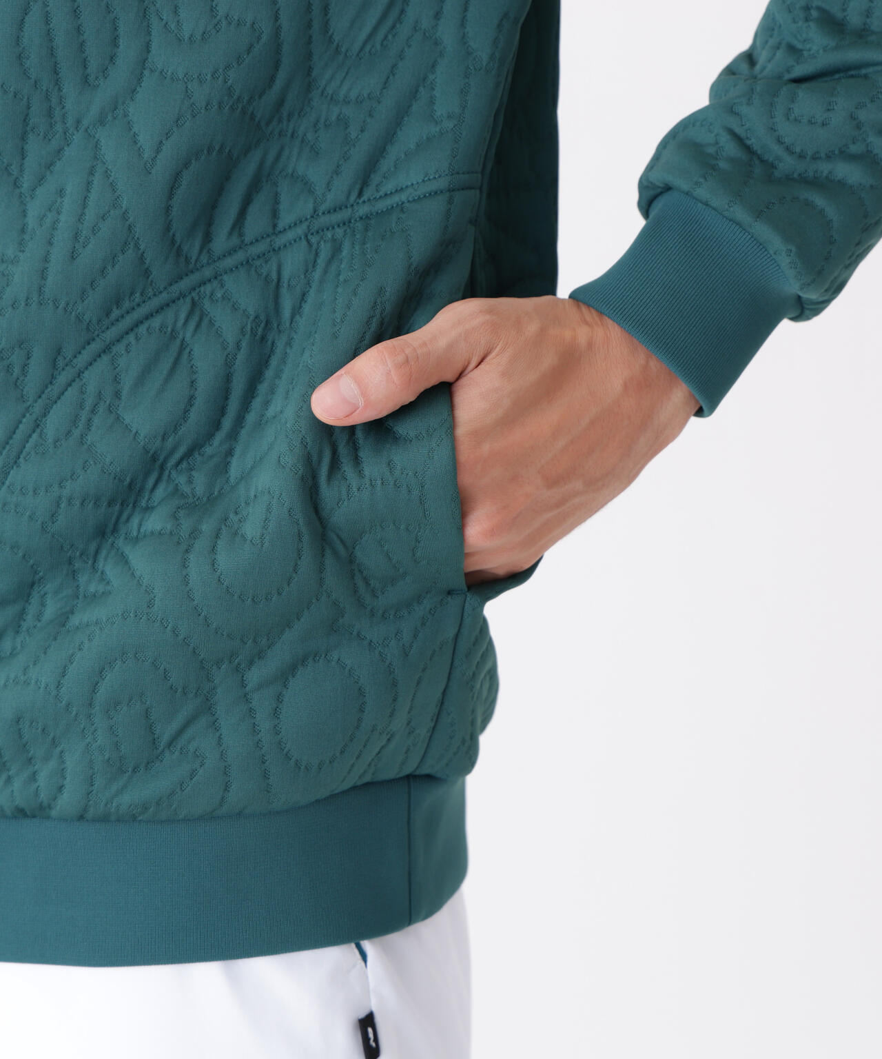 フローティングロゴキルト テクスチャー クルーネック プルオーバー (MENS)