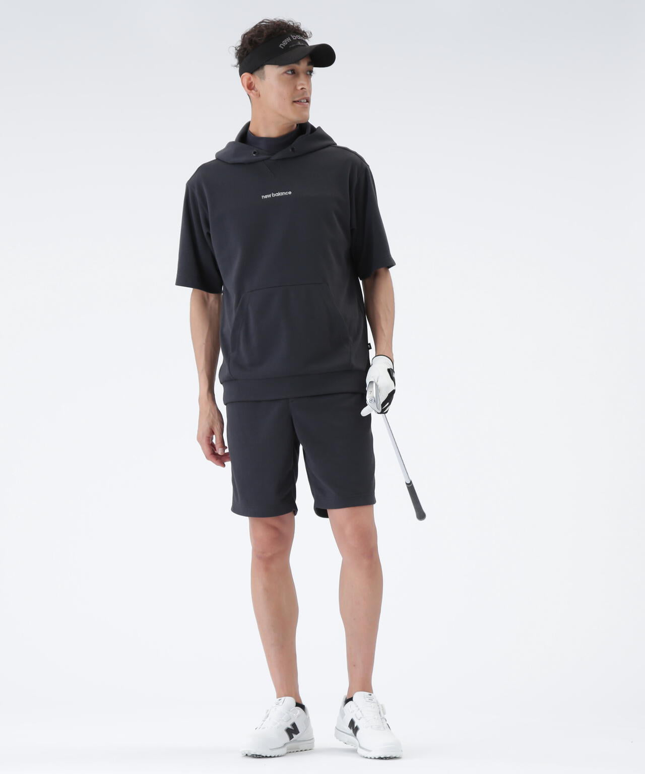 吸汗速乾性 抗ピル ストレッチ UV ハーフスリーブ スウェット プルオーバー フーディー (MENS)