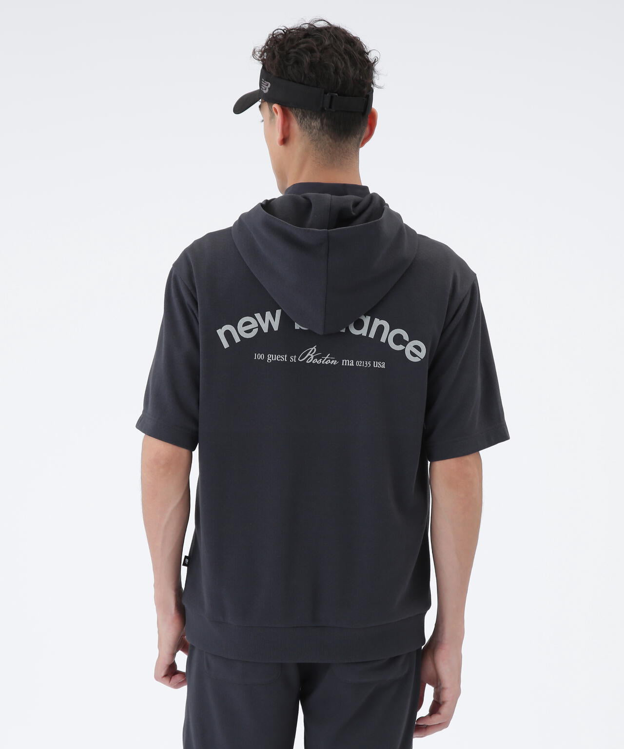 吸汗速乾性 抗ピル ストレッチ UV ハーフスリーブ スウェット プルオーバー フーディー (MENS)