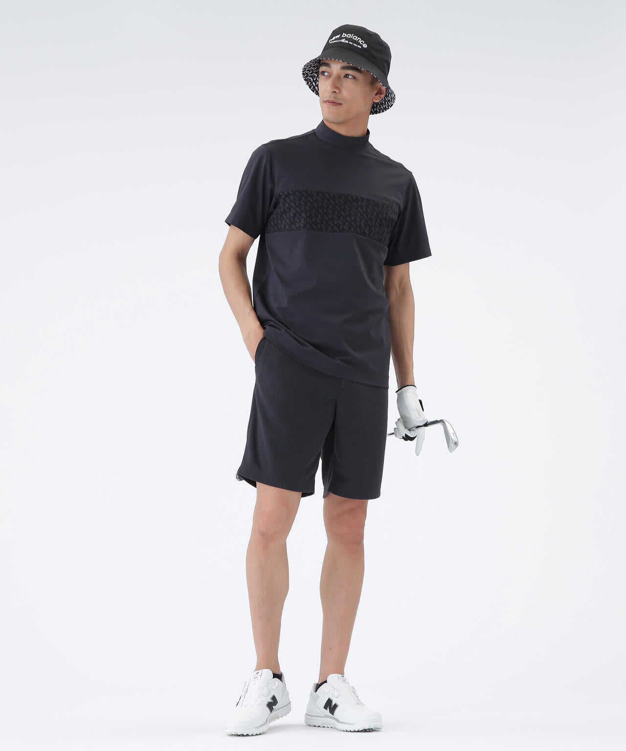 ロゴジオメトリック柄 半袖 モックネック プルオーバー (MENS)