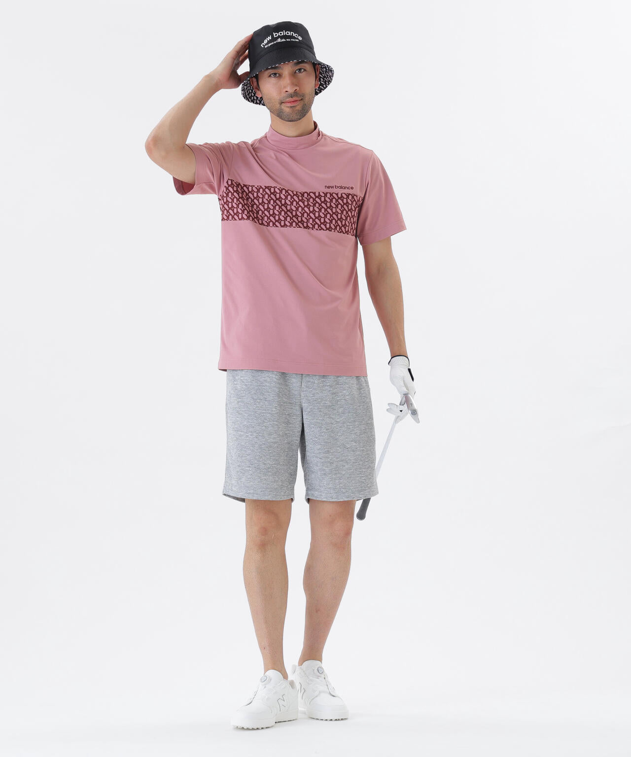 ロゴジオメトリック柄 半袖 モックネック プルオーバー (MENS)