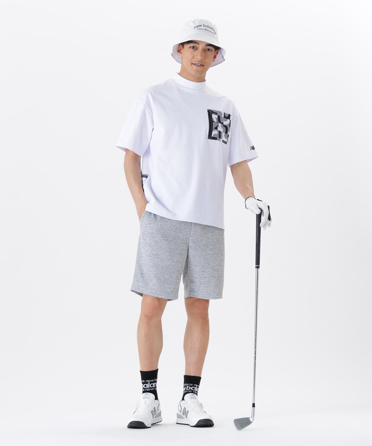 【直営店舗・公式オンライン限定】ロゴジオメトリック柄 ハーフスリーブ モックネック プルオーバー (MENS)