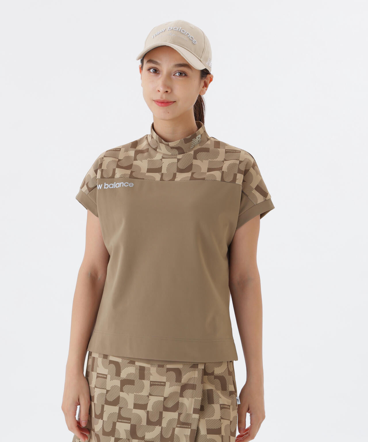 ロゴジオメトリック柄 UV フレンチスリーブ モックネック プルオーバー (WOMENS)