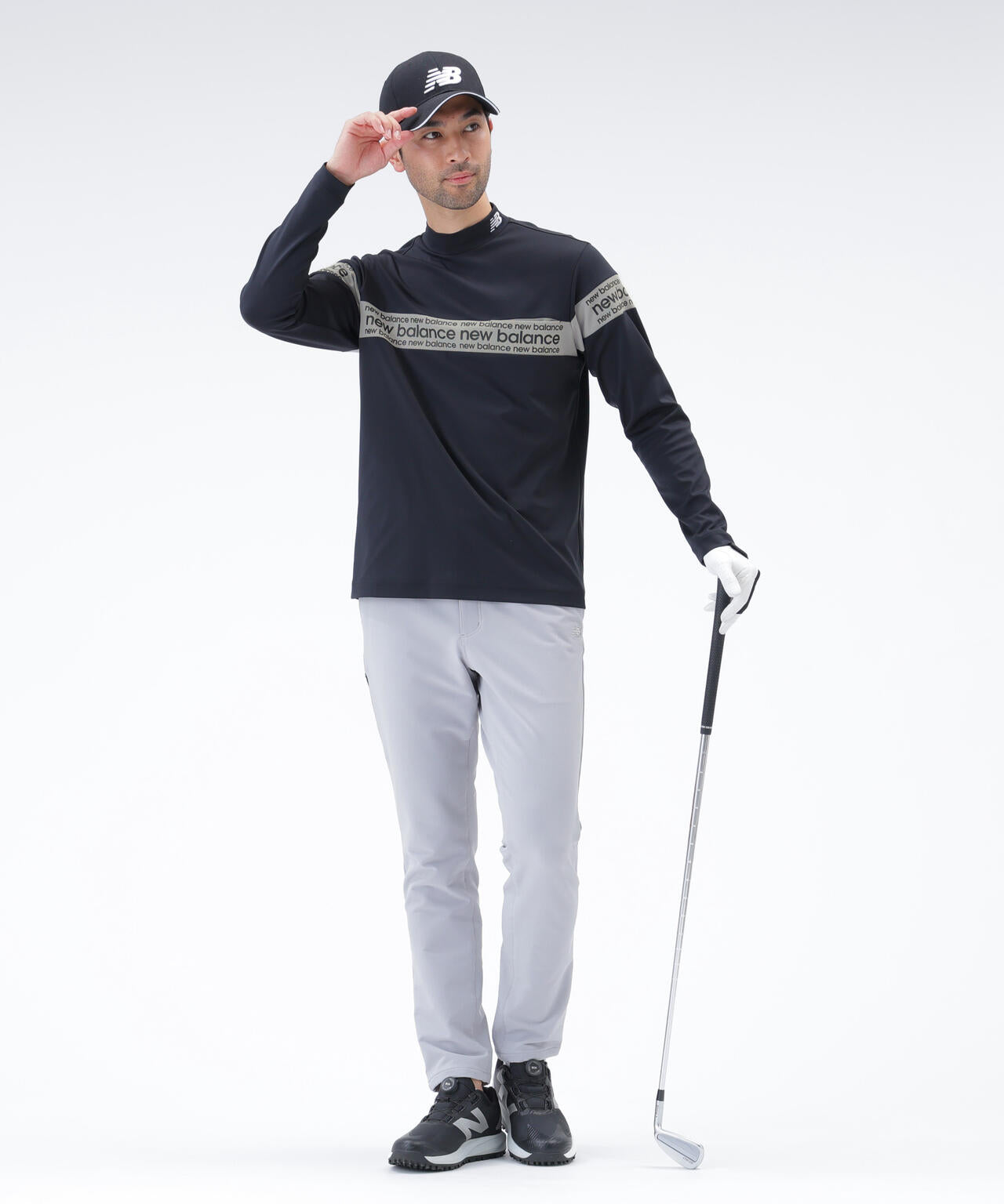 保形性 ストレッチ 長袖 モックネック プルオーバー (MENS)