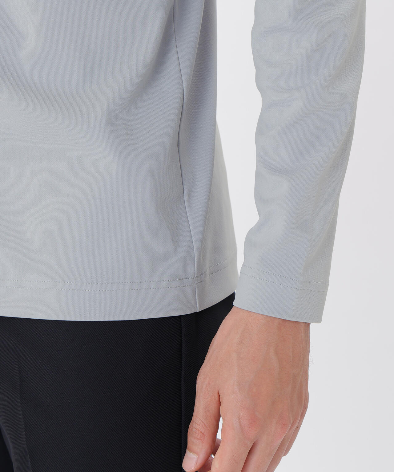 保形性 ストレッチ 長袖 モックネック プルオーバー (MENS)