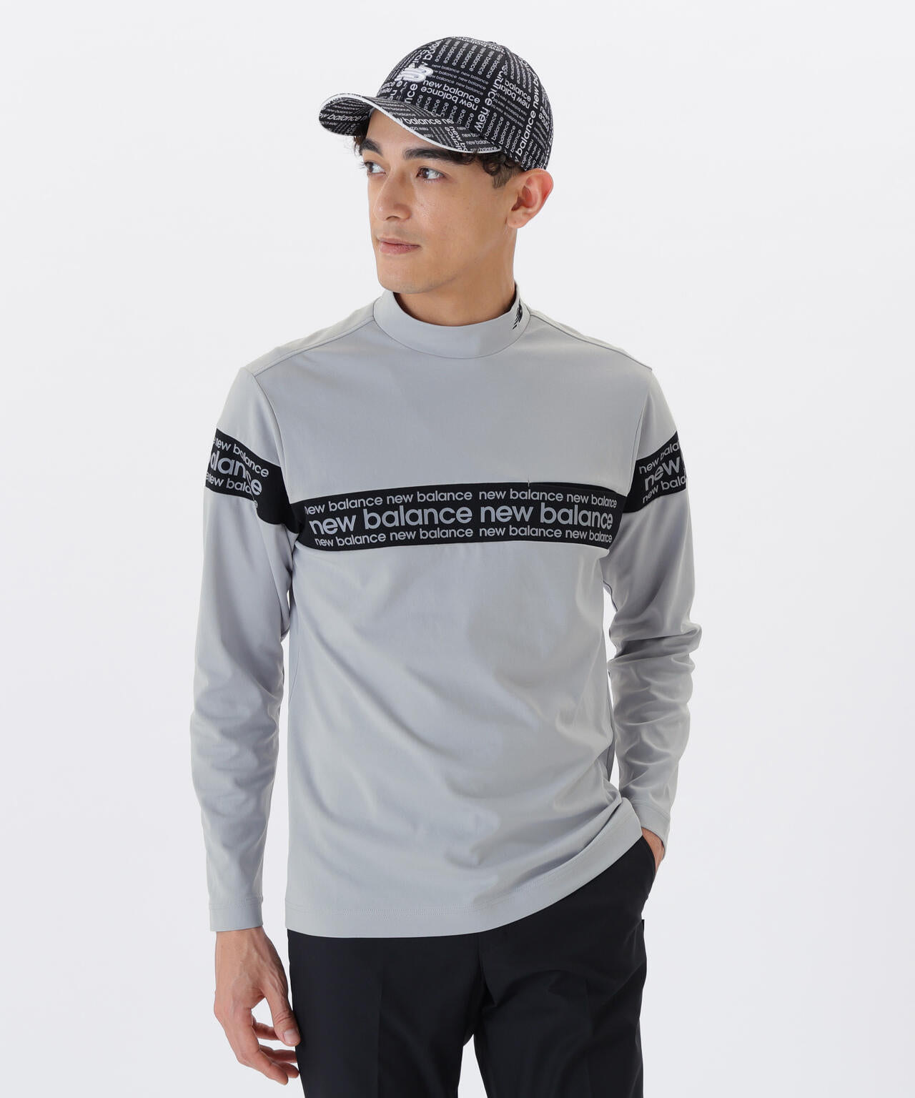 保形性 ストレッチ 長袖 モックネック プルオーバー (MENS)