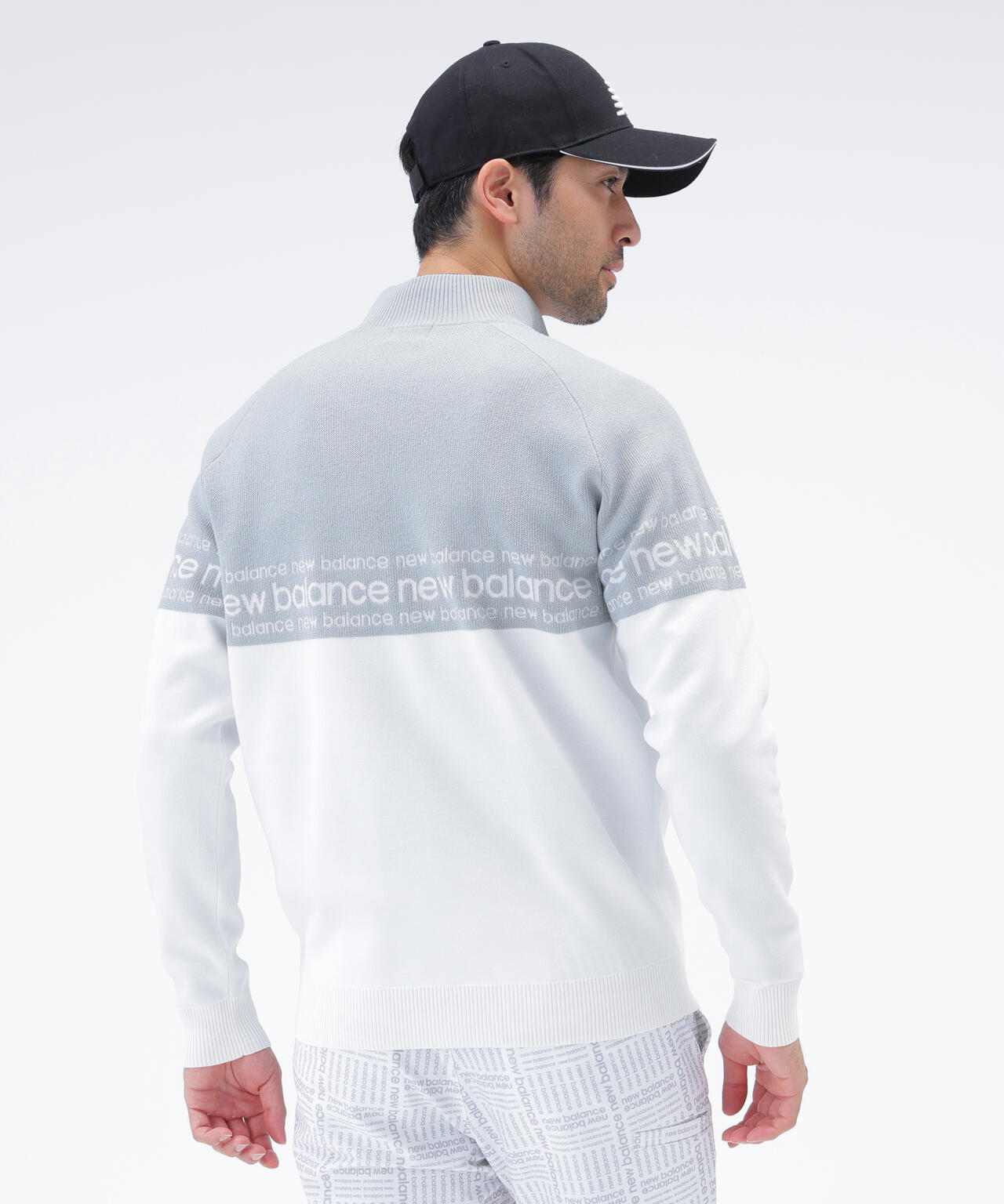 ロゴライン 軽量 ハーフジップ スタンド ニット プルオーバー (MENS)