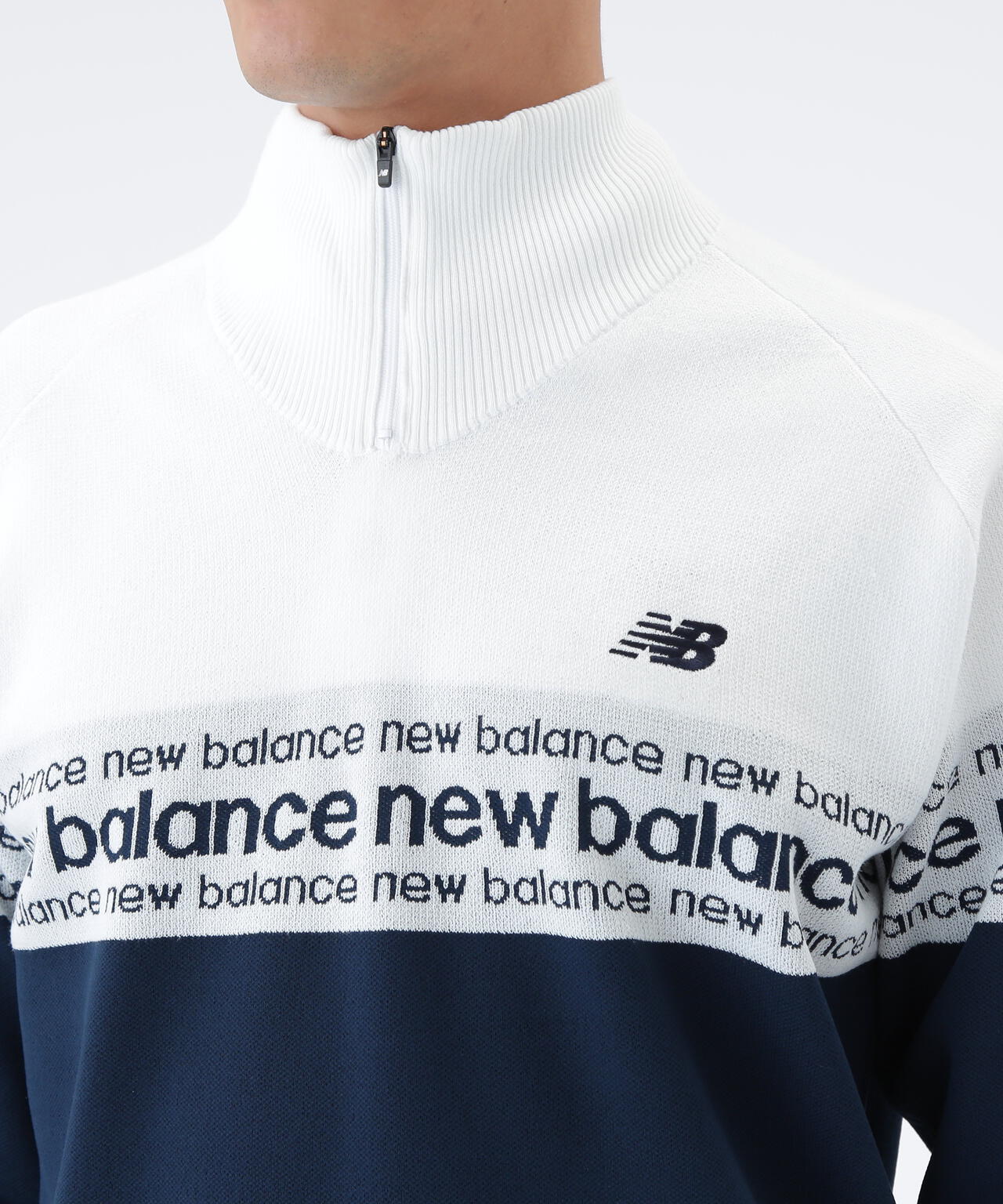 ロゴライン 軽量 ハーフジップ スタンド ニット プルオーバー (MENS)