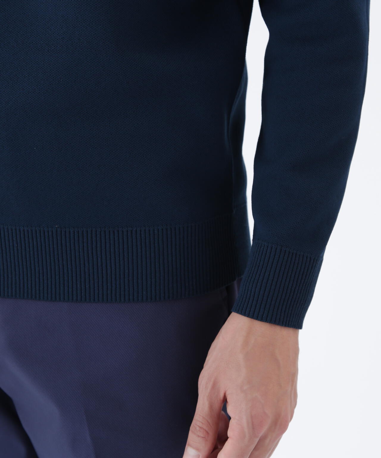 ロゴライン 軽量 ハーフジップ スタンド ニット プルオーバー (MENS)