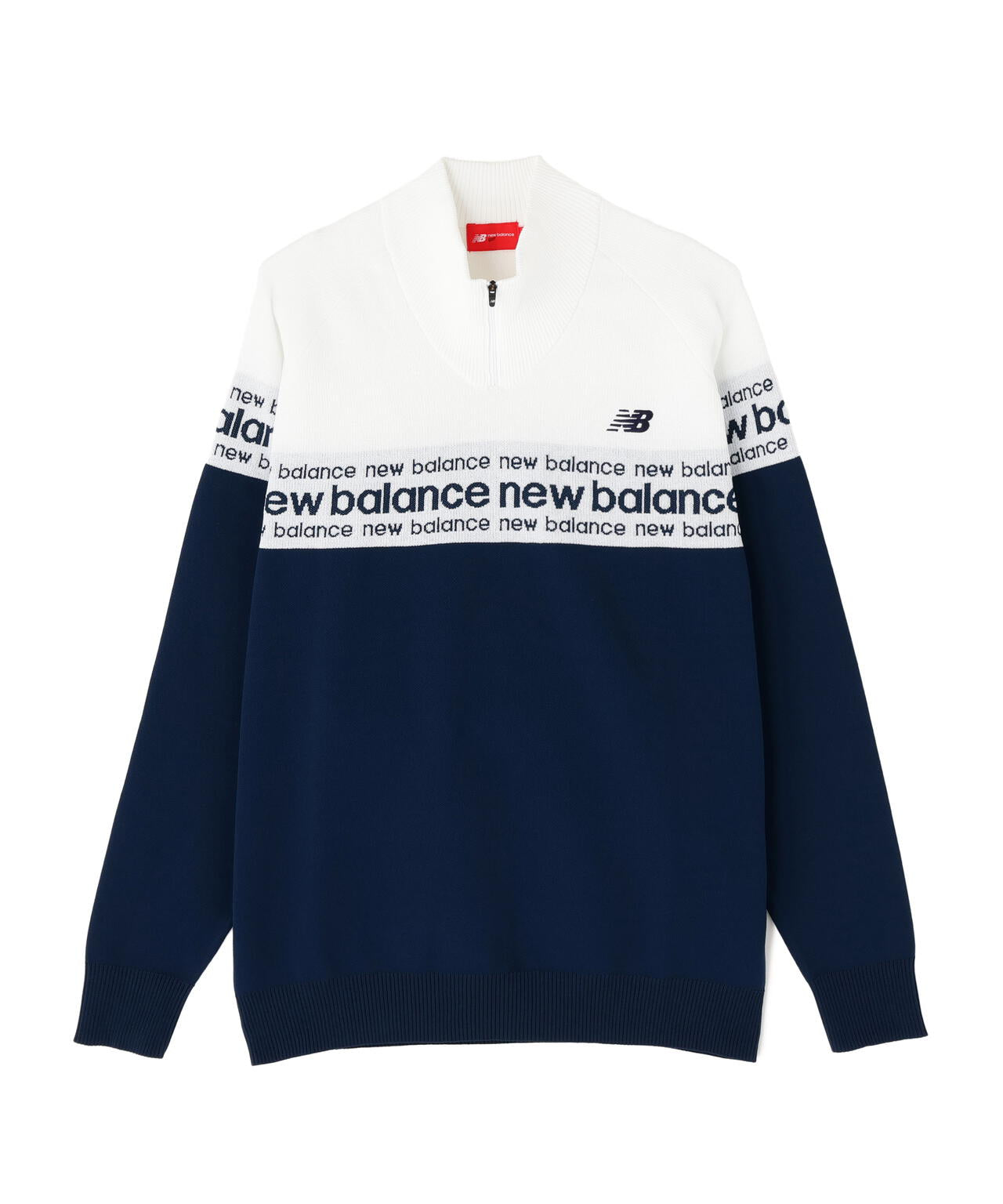 ロゴライン 軽量 ハーフジップ スタンド ニット プルオーバー (MENS)