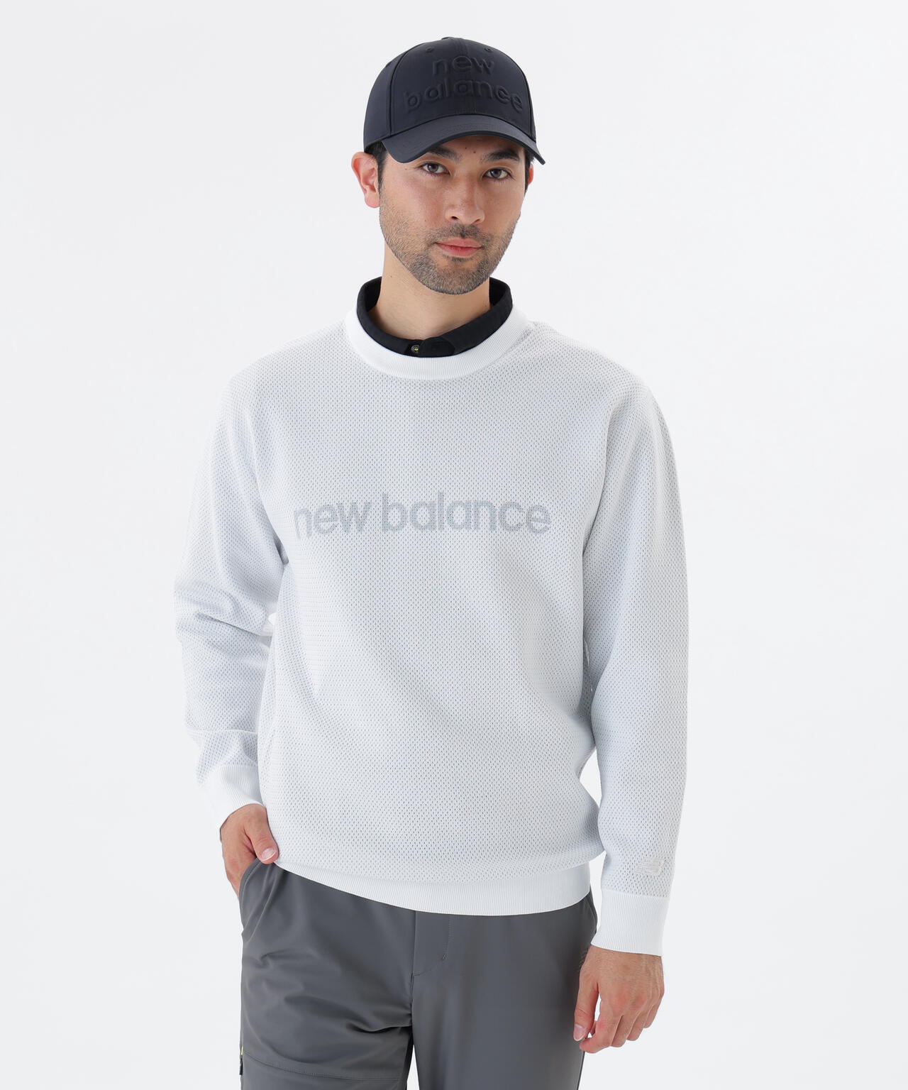 メッシュ クルーネック ニット プルオーバー (MENS)